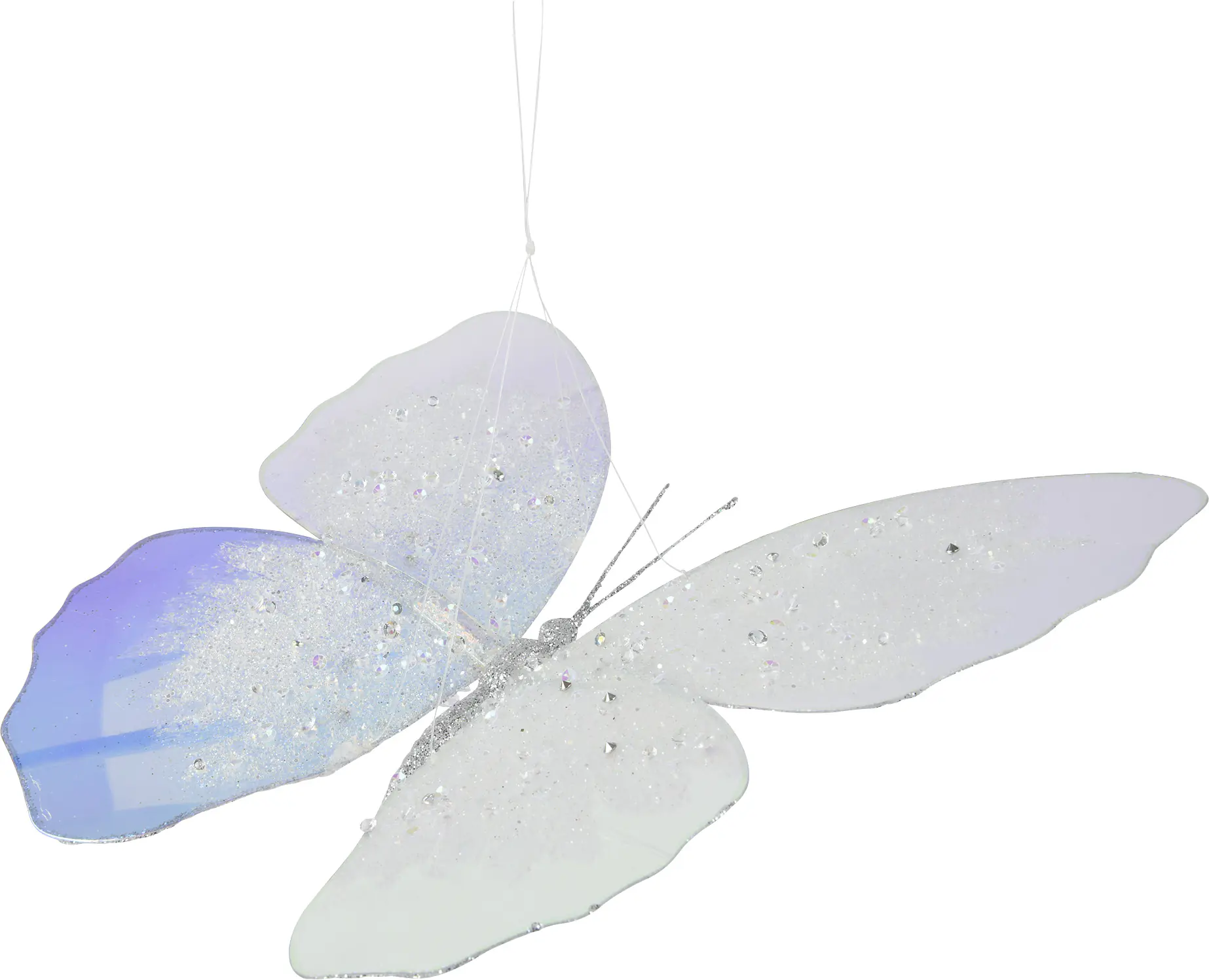 Decoris Weihnachtskugel aus Kunststoff Schmetterling 28 cm blau