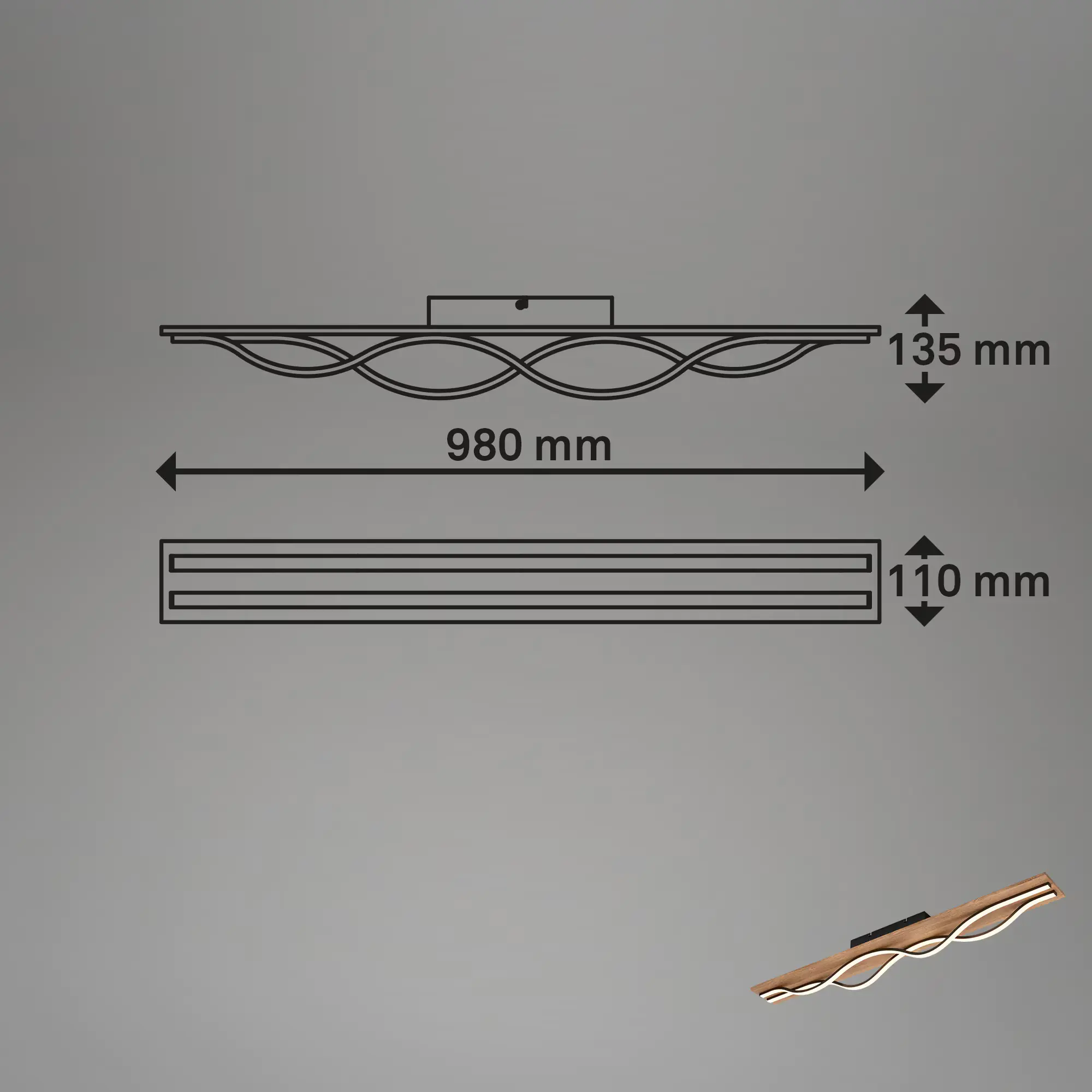 Briloner LED-Deckenleuchte VINKA schwarz Holz