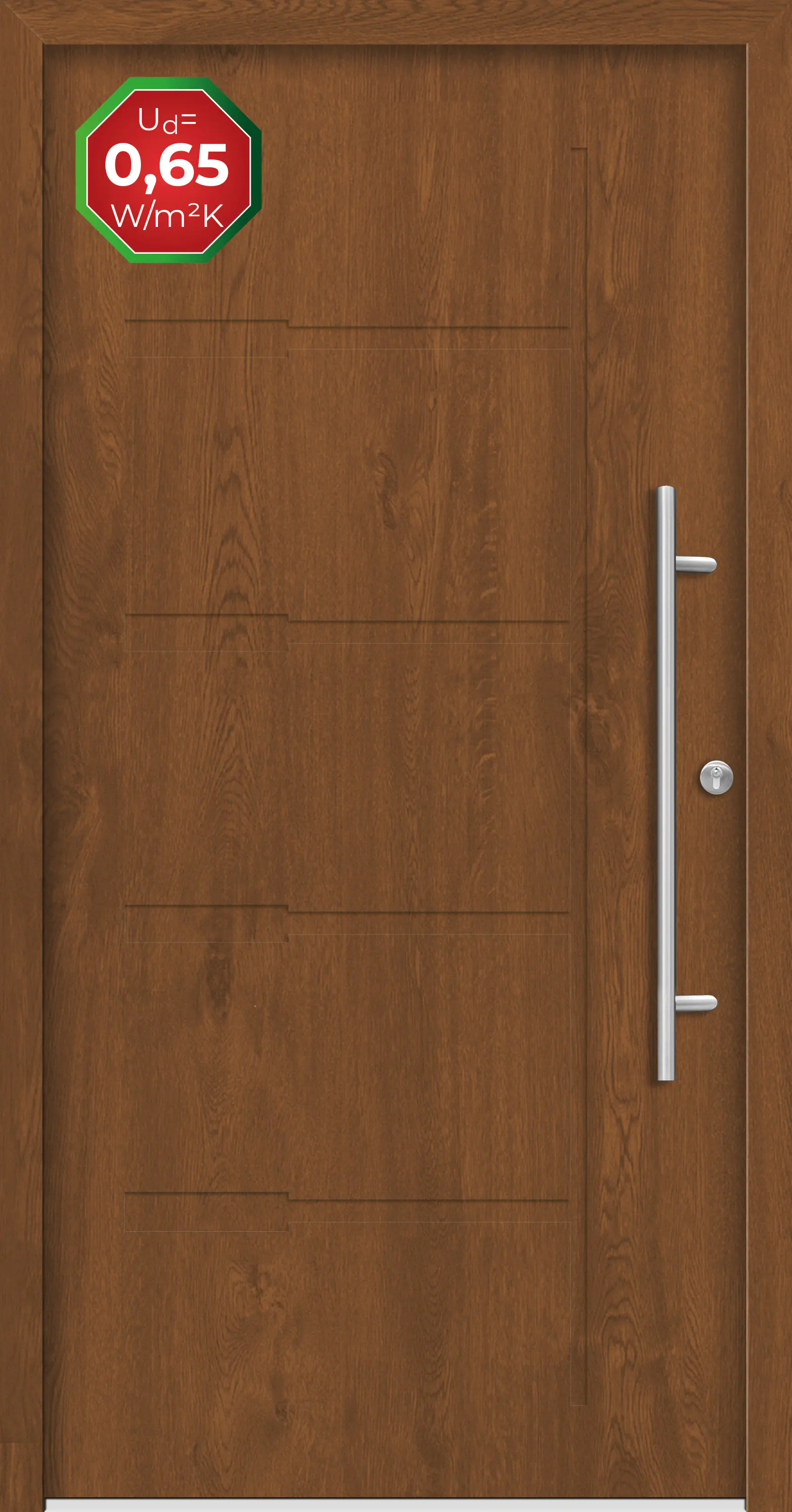 Splendoor Haustür Passivedoor Premium H1 Golden Oak DIN Rechts 100 x 210 cm