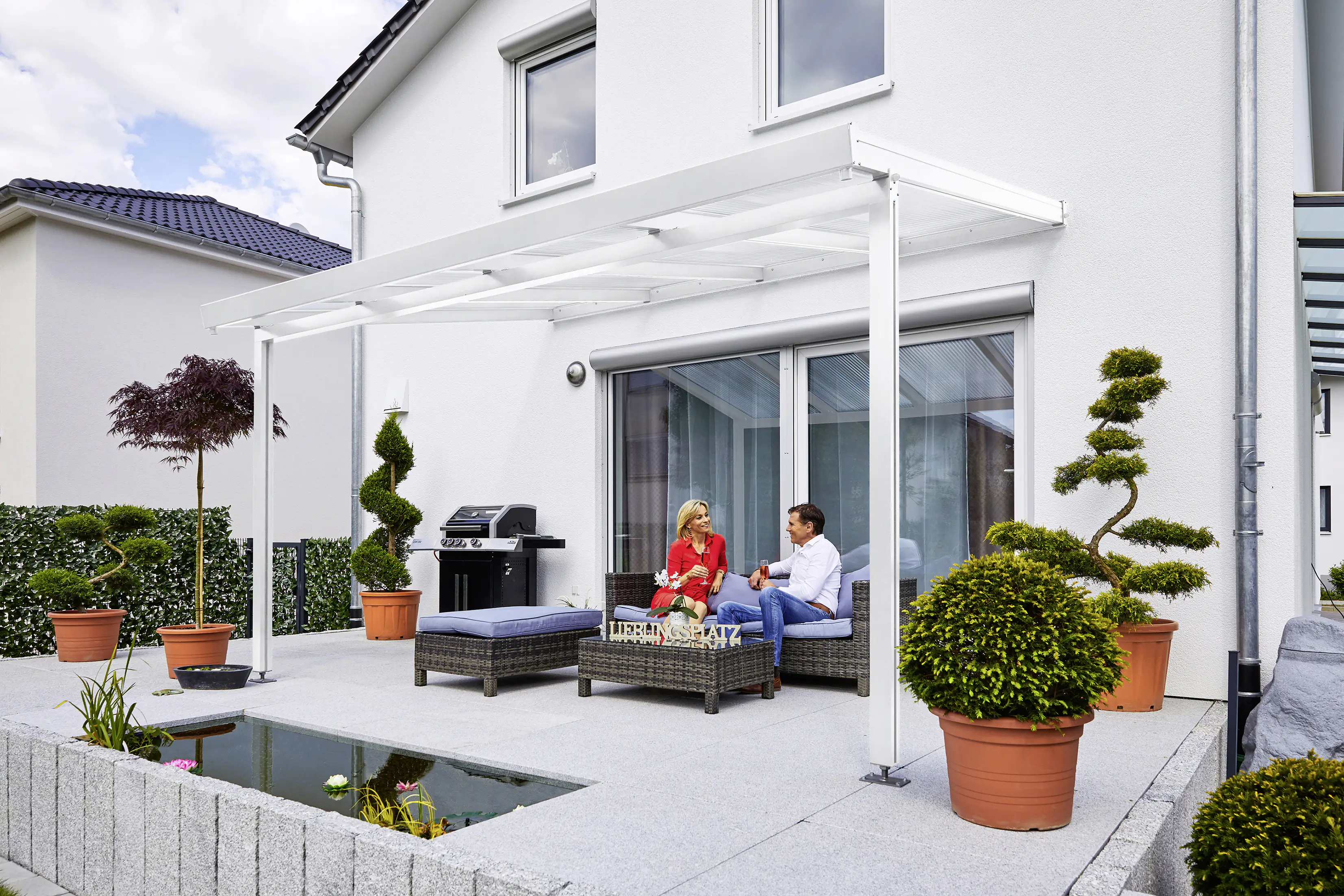Gutta Premium Terrassendach 410,2 x 306 cm weiß PC klar 16 mm