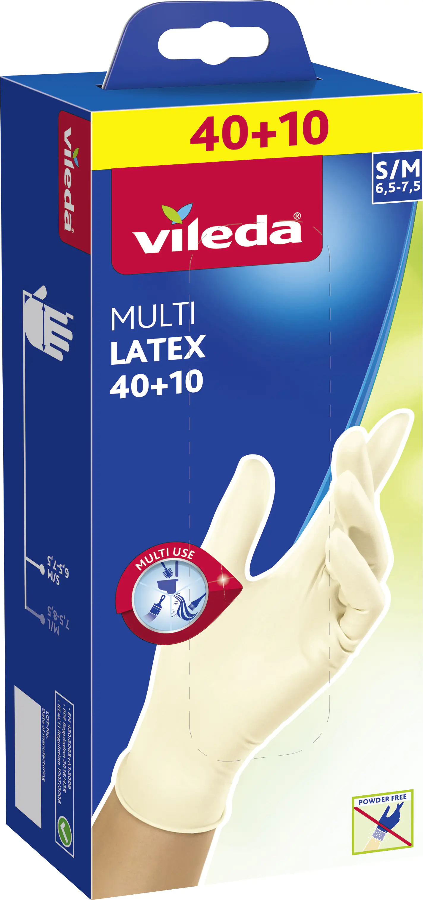 Vileda Multi Latex Einmalhandschuhe 40+10 S/M