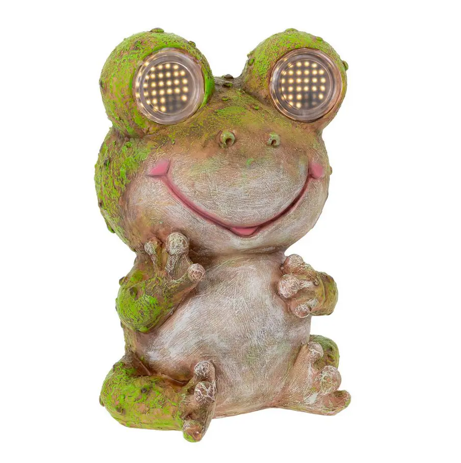LED Dekofigur Solar Frosch Rolling Eyes 21–26 cm warmweiß grün