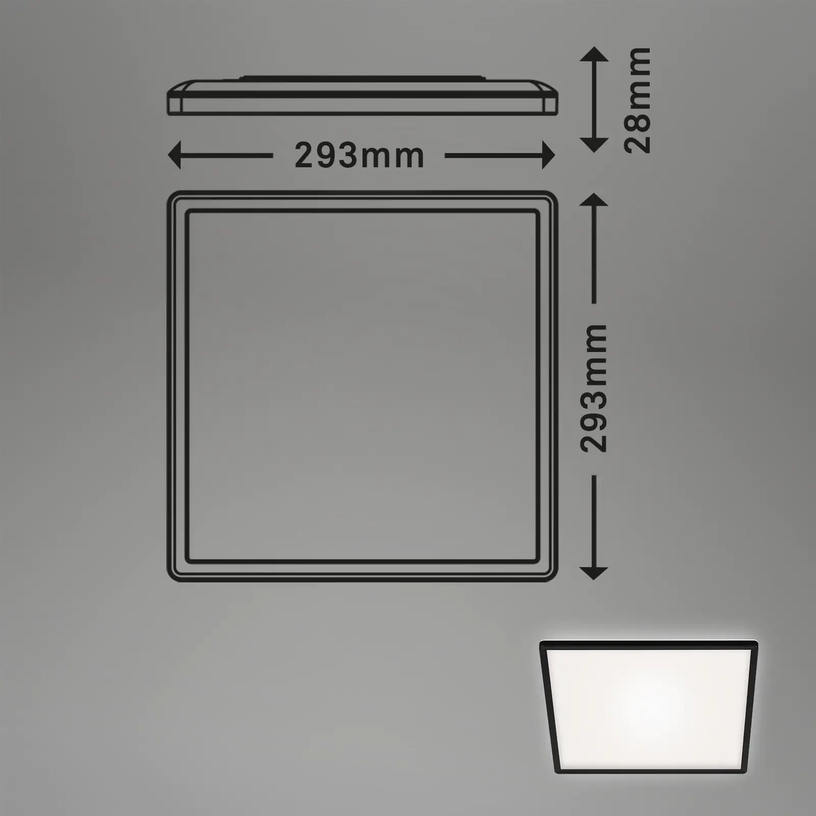 Di-Ka ultraflaches LED Panel Slim 29,3 x 29,3 cm schwarz mit Backlight Di-Ka ultraflaches LED Panel Slim 29,3 x 29,3 cm schwarz mit Backlight