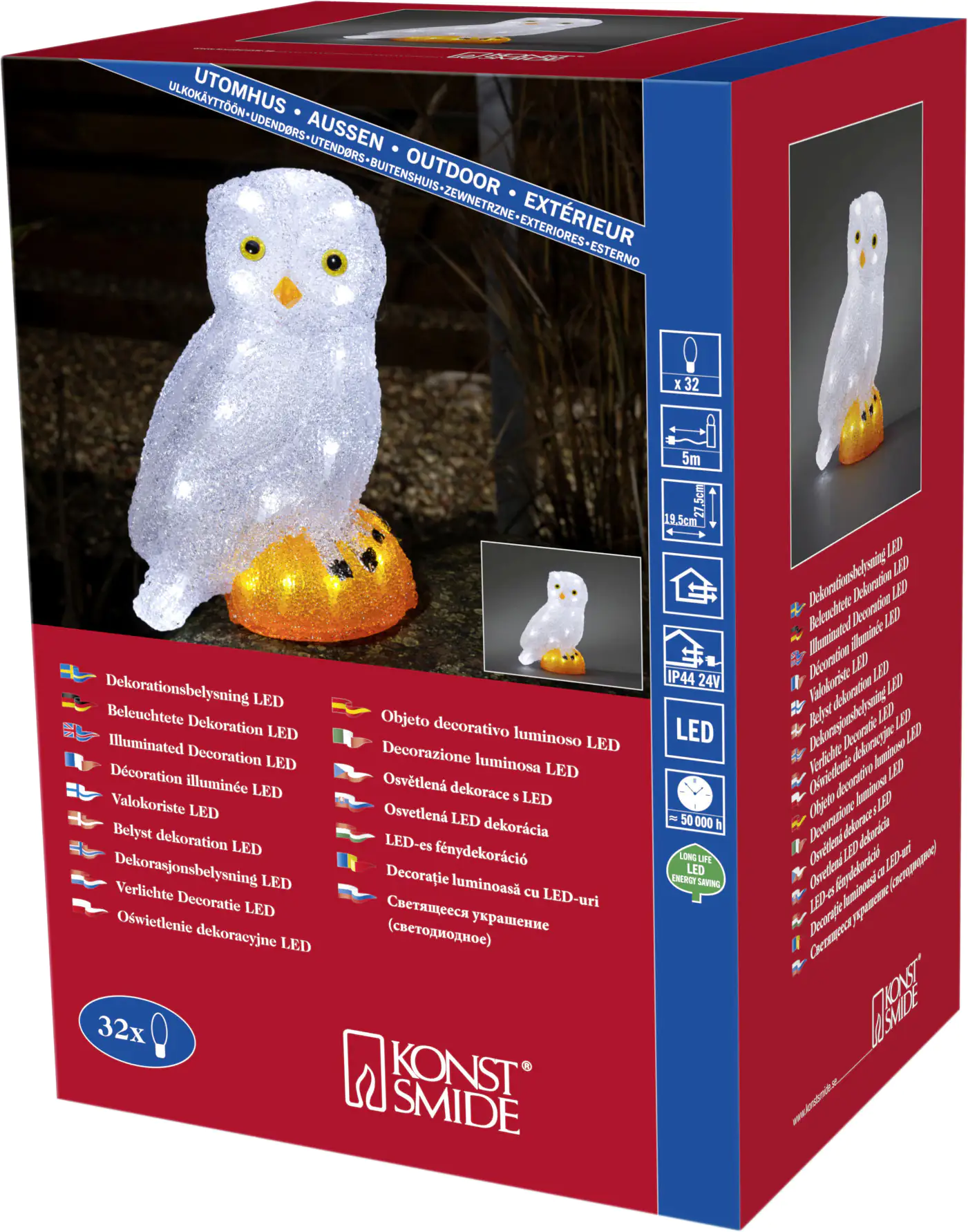 Konstsmide Acryl Eule 19,5 x 27,5 cm