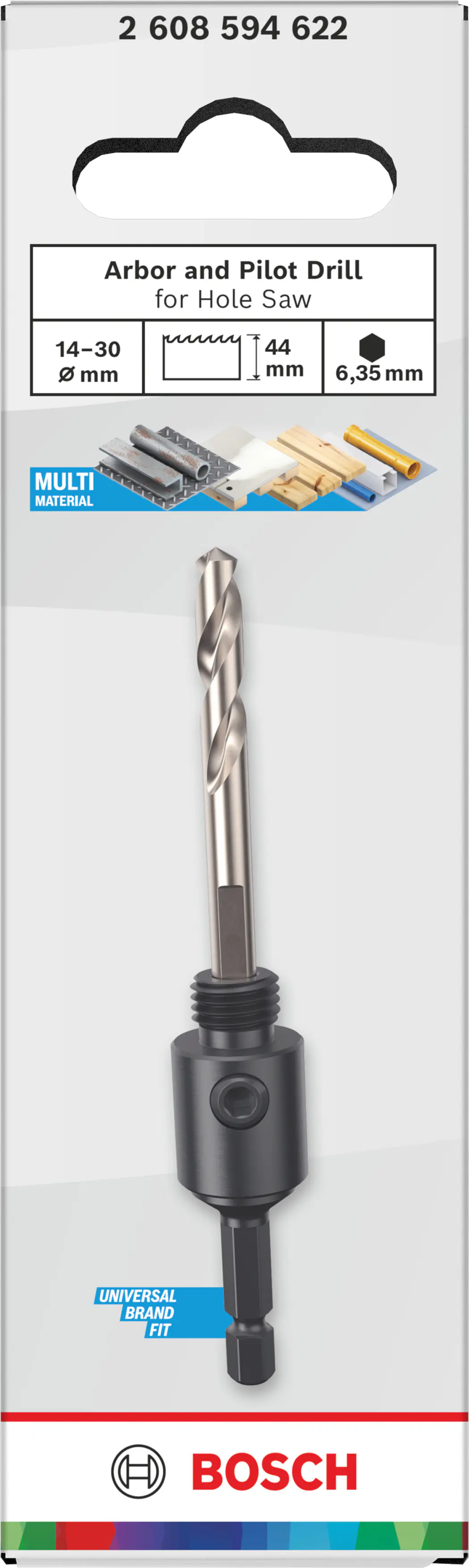 Bosch Sechskant-Lochsägenadapter mit Zentrierbohrer für Ø 14 bis 30 mm