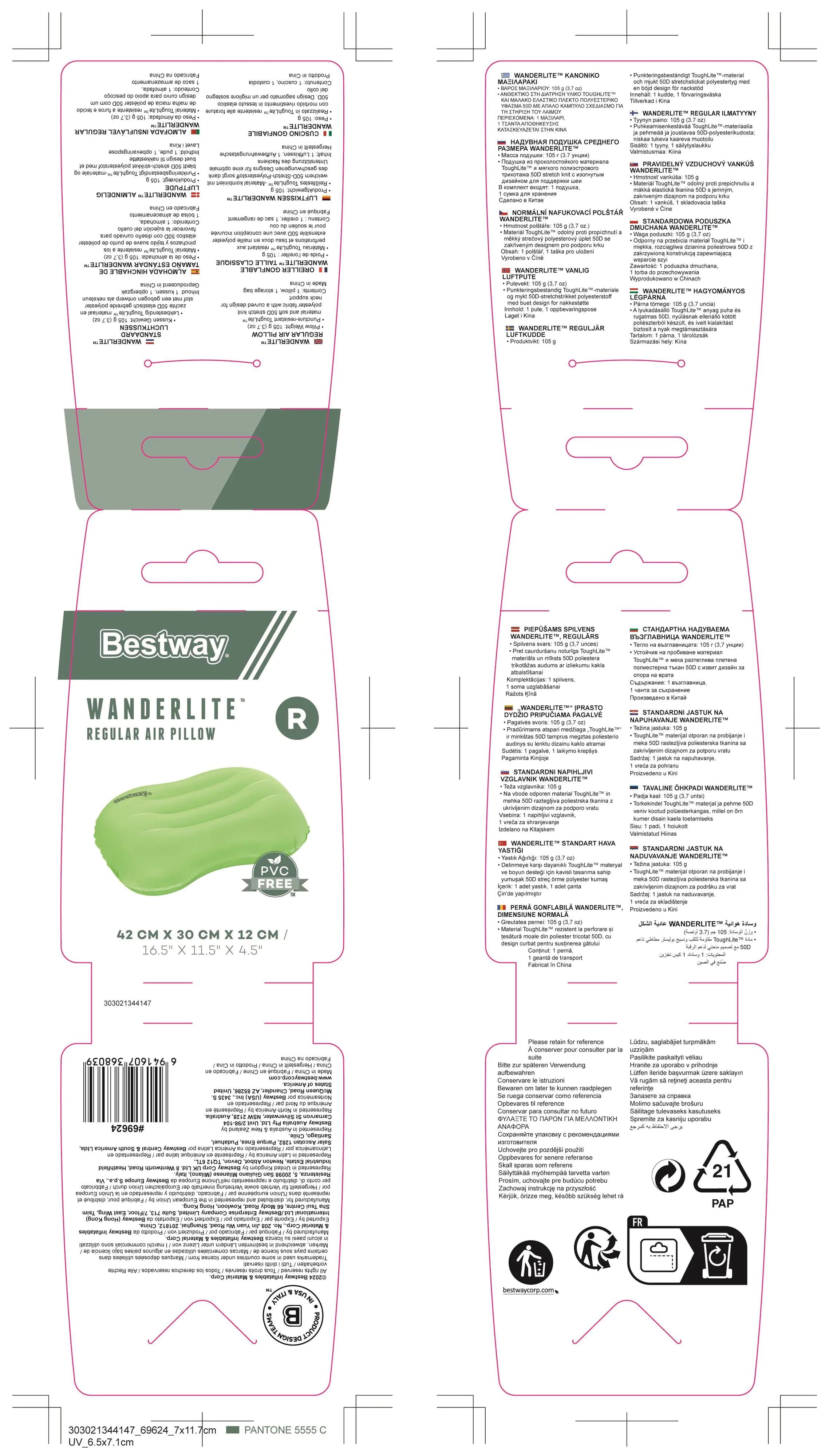 Bestway Luftkissen Wanderlite grün 42 x 30 x 12 cm