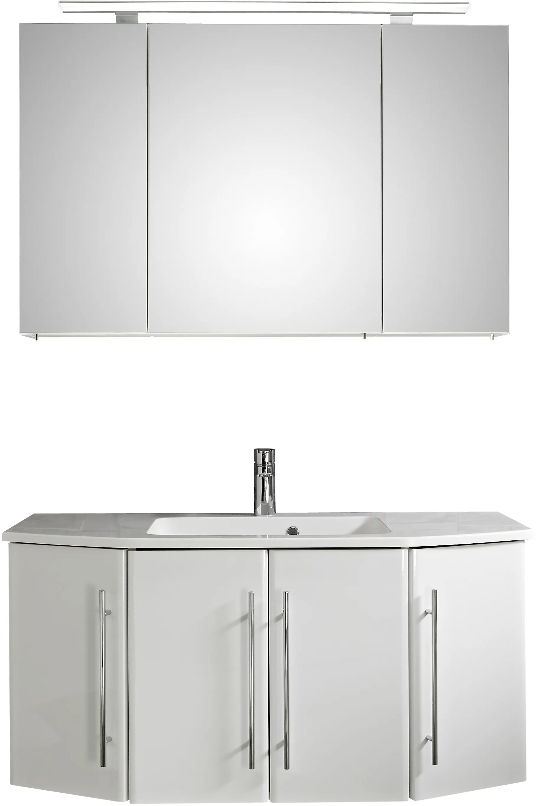 Pelipal Badblock Kiel mit Mineralmarmor-Waschtisch + LED-Aufsatzleuchte 112 cm