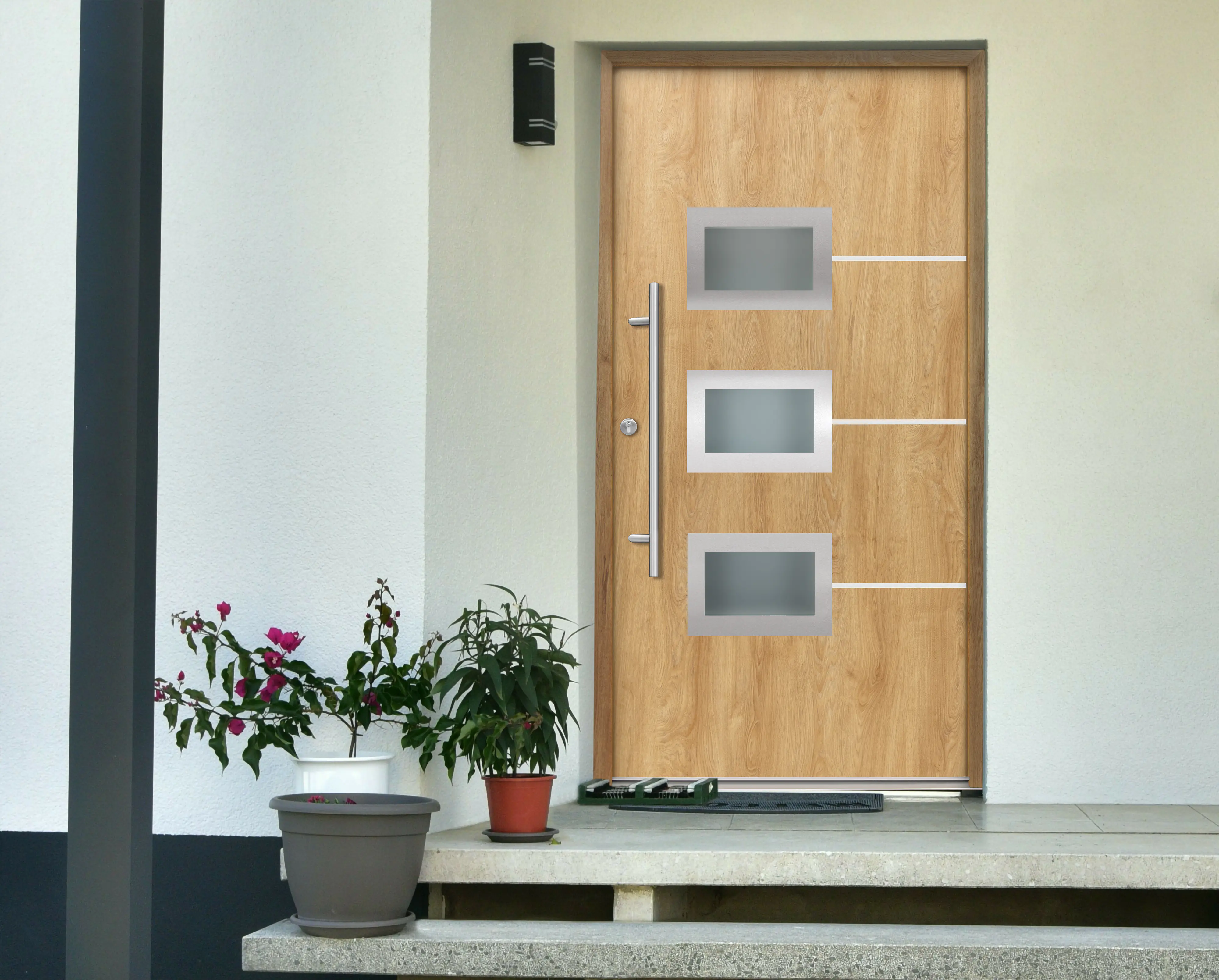 Splendoor Haustür Passivedoor Premium B03 Eiche Natur DIN Links 100 x 210 cm