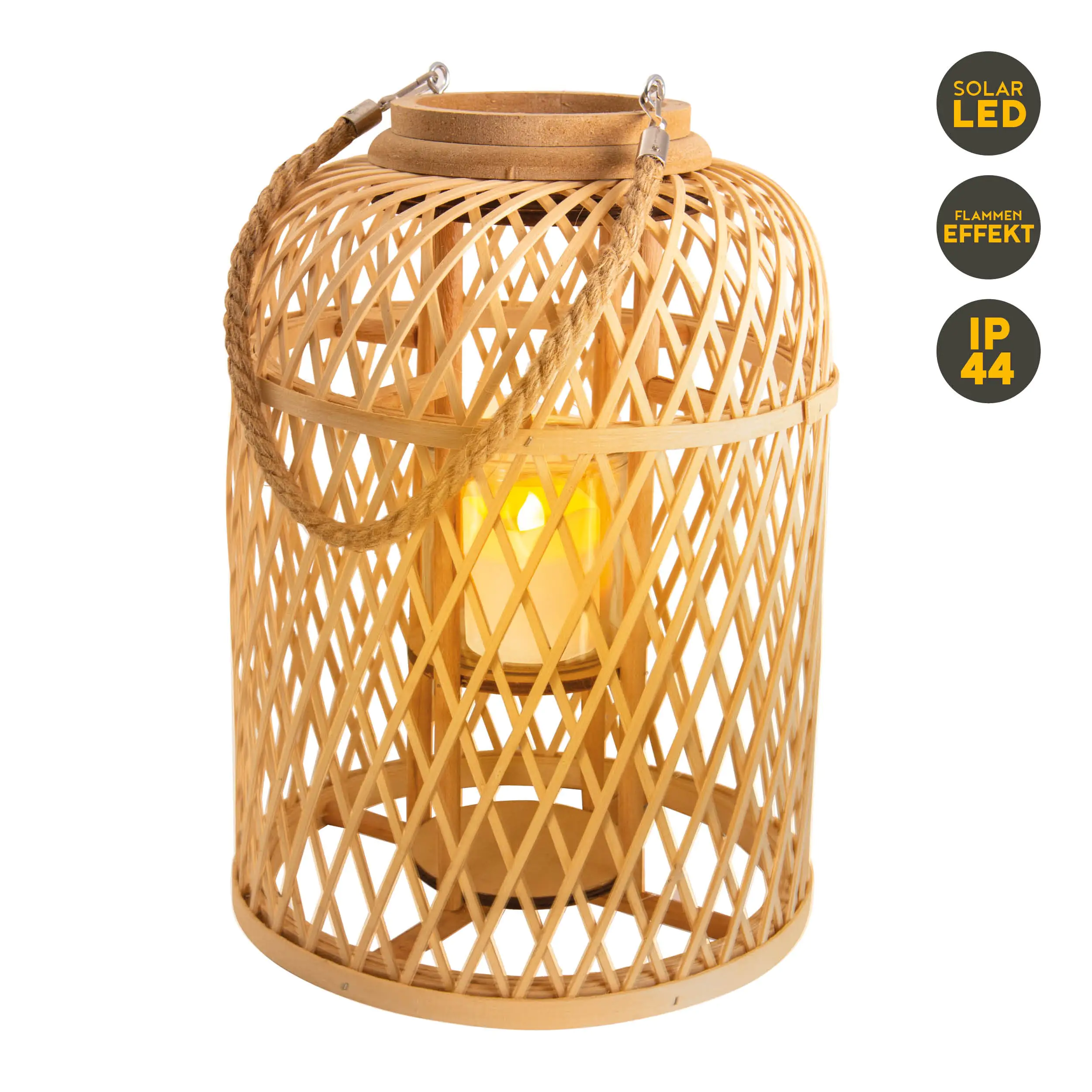 Light & More LED Dekoleuchte Korb hell mit Kerze mit Flammeneffekt 38 x 27 cm