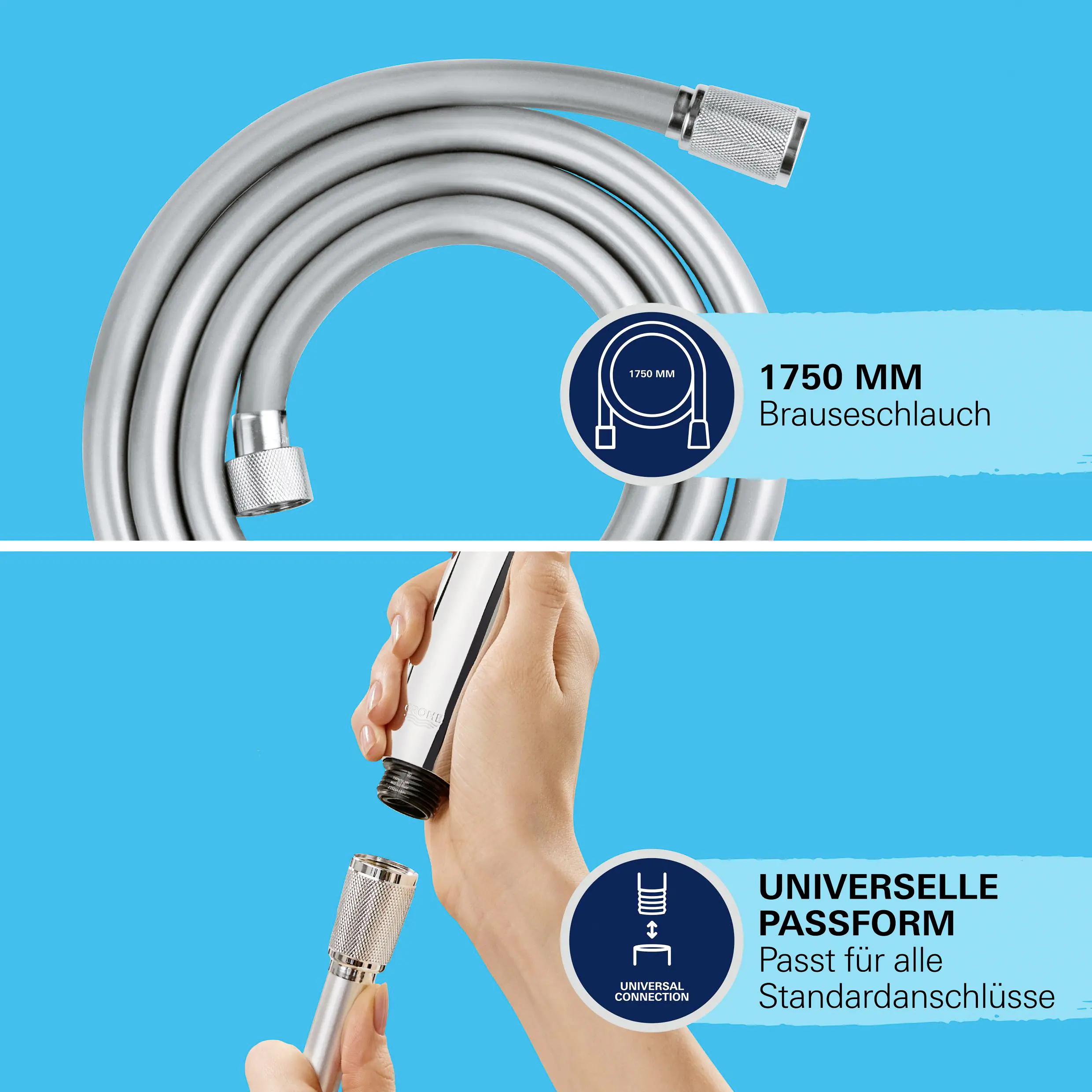 Grohe Brauseschlauch VitalioFlex Comfort, 0,5 Zoll, 175 cm, verchromt