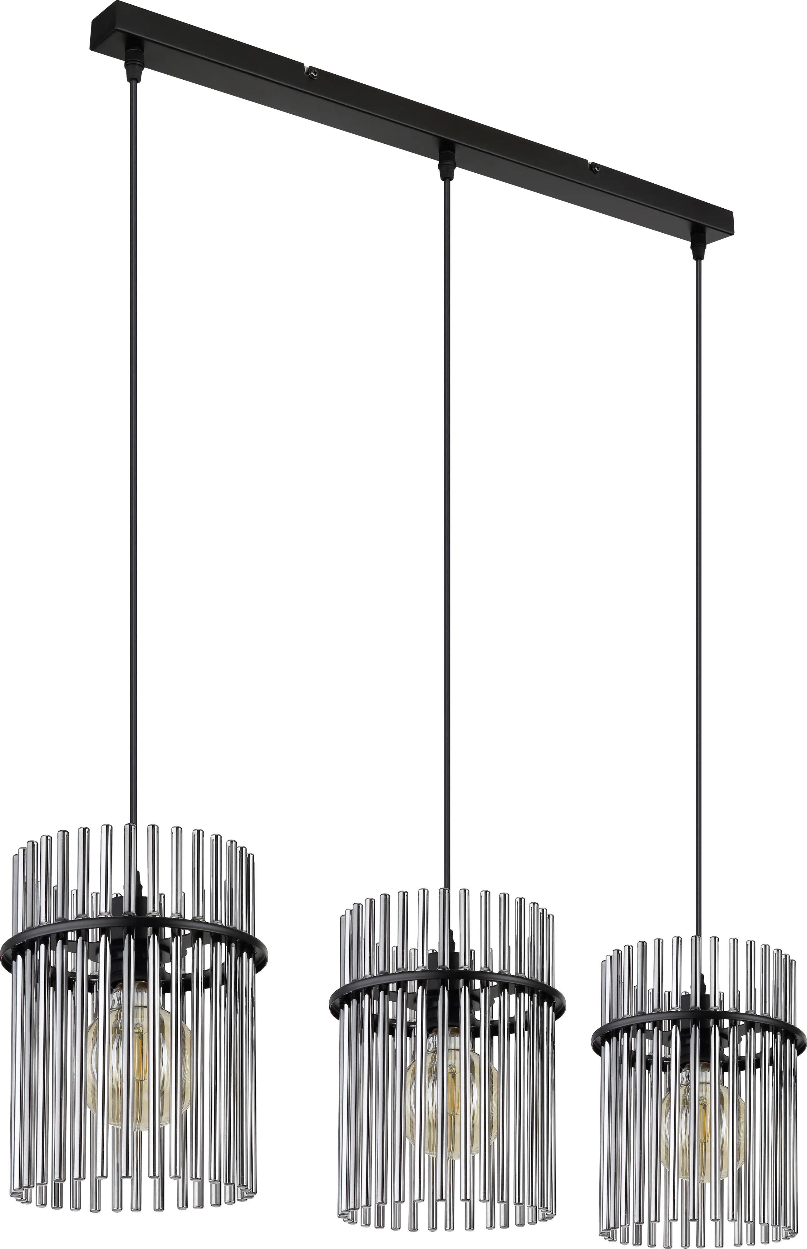 Globo 3er Hängeleuchte Gorley schwarz chrom 80 x 20 x 140 cm E27 Globo 3er Hängeleuchte Gorley schwarz chrom 80 x 20 x 140 cm E27