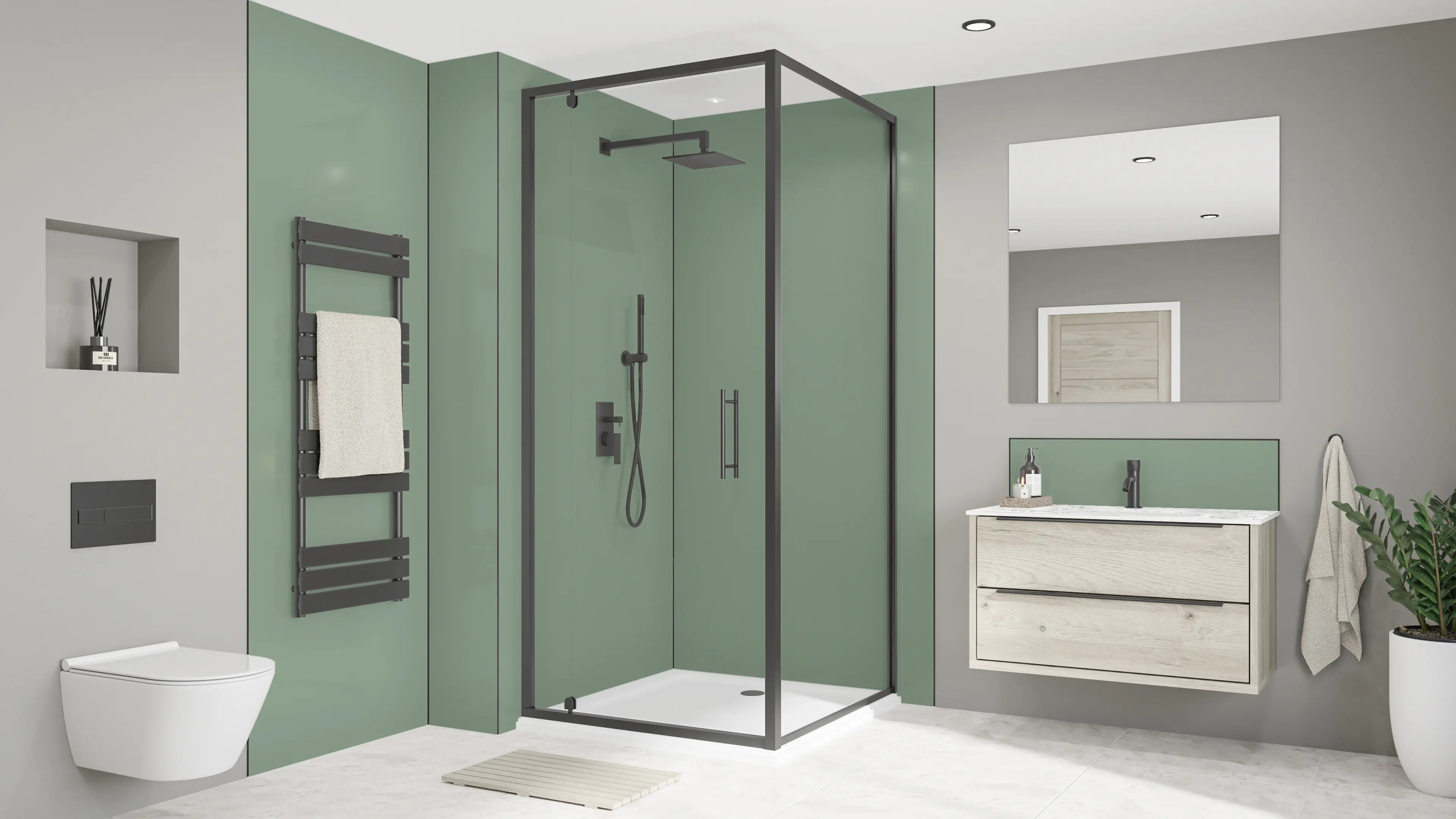 Wetwall Alloy Wandpaneel  Seafoam Green/Battleship Grey 120 x 244 cm
