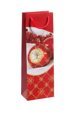 Duni Flaschentasche Spirit Christmas rot/weiß 12,3 x 36 cm