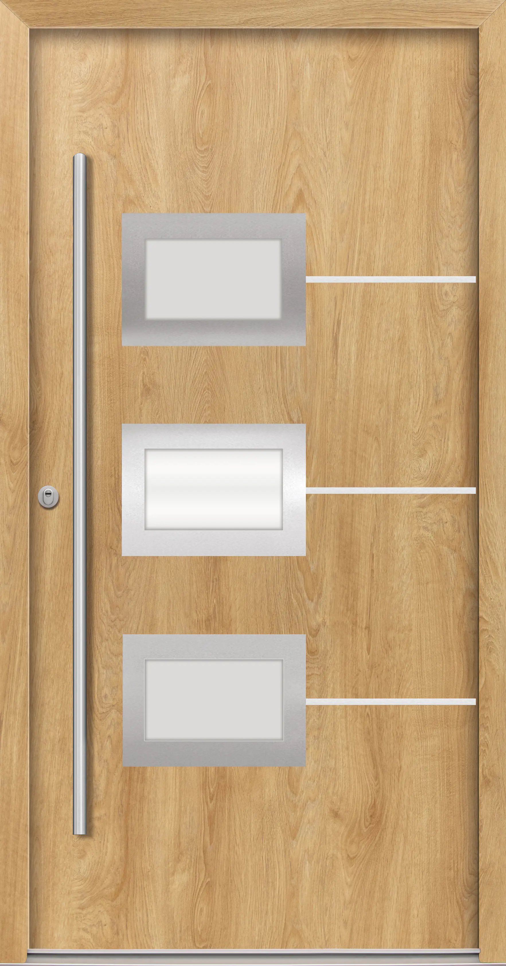 Splendoor Haustür Passivedoor Premium B03 RC2 Eiche Natur DIN Links 110 x 210 cm