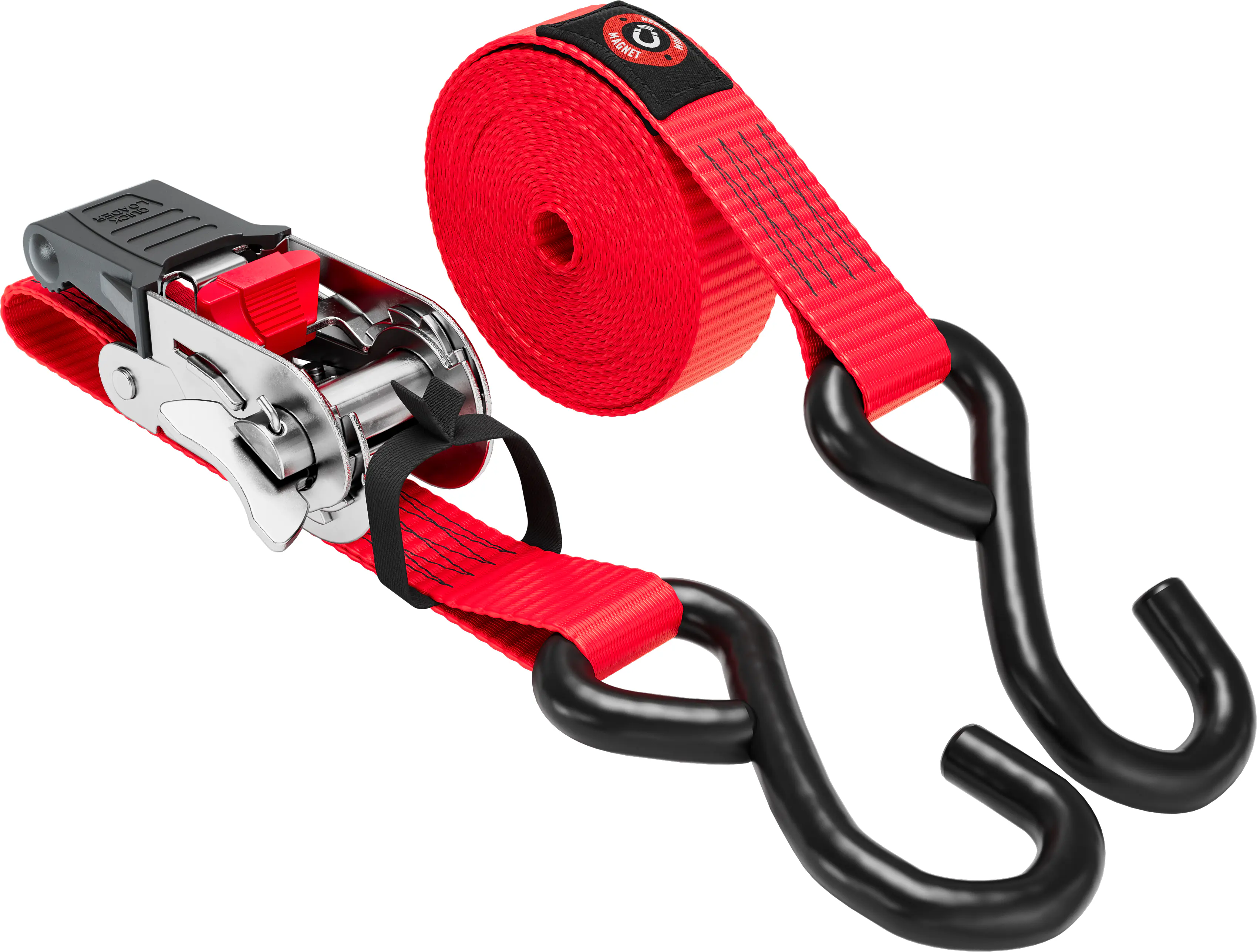 QUICKLOADER® Spanngurt mit Magnet 25 mm x 4,5 m 1 Stück rot 