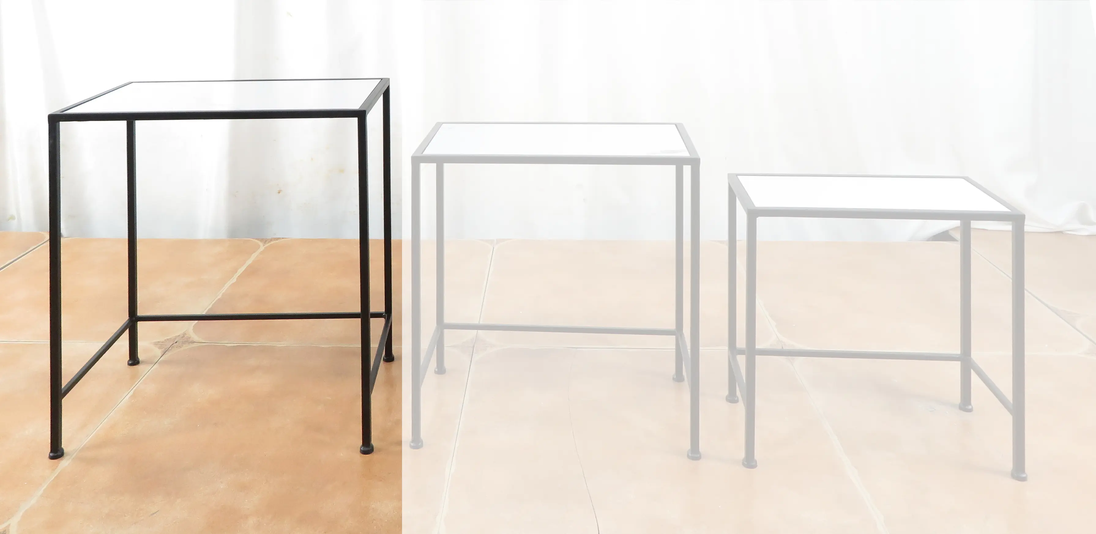 TrendLine Beistelltisch Marmoroptik Metall 58 x 50 x 31 cm schwarz matt 