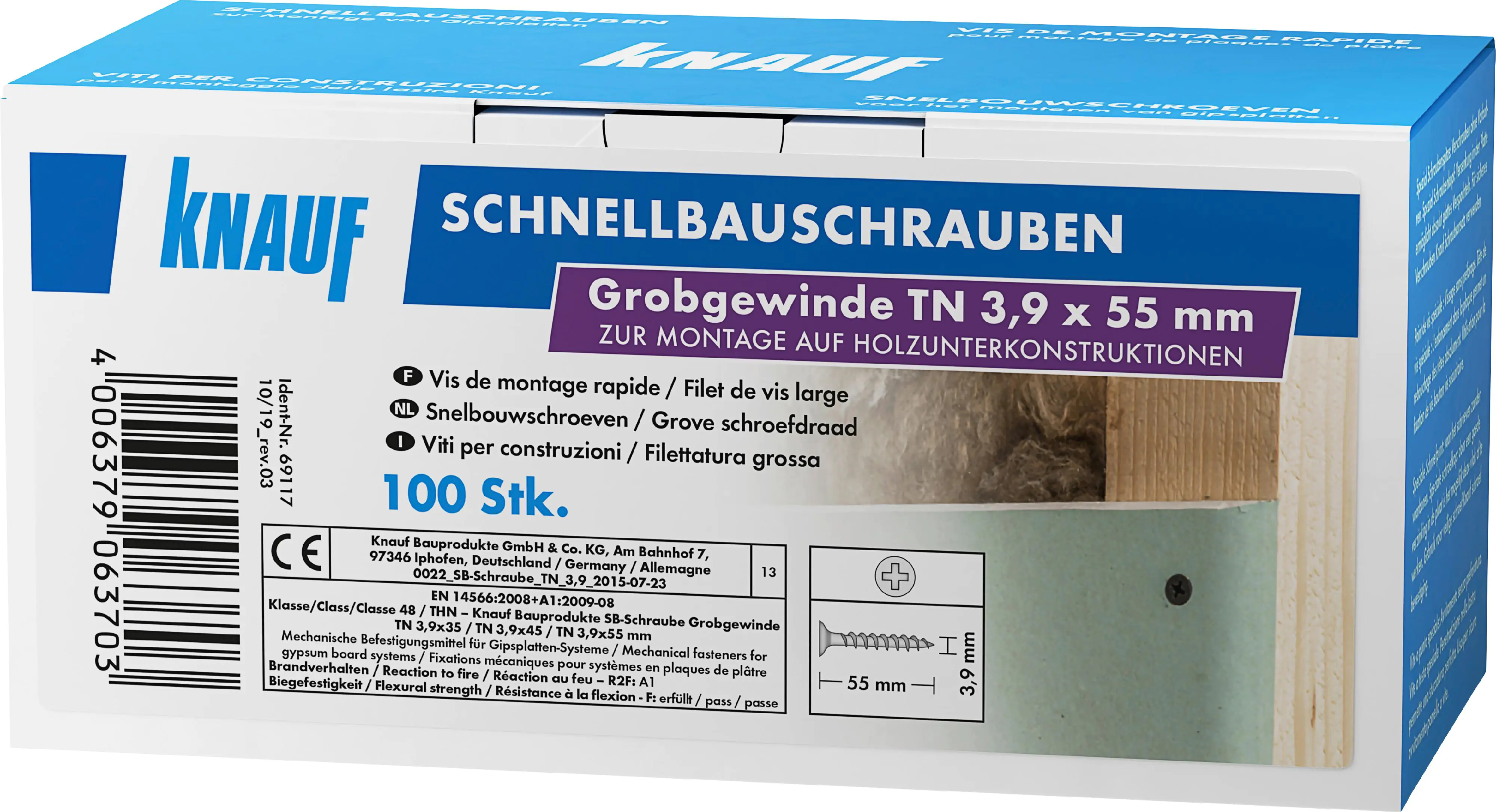 Knauf Schnellbauschrauben 3,9 x 55 mm, PH 1, 100 Stück Knauf Schnellbauschrauben 3,9 x 55 mm, PH 1, 100 Stück