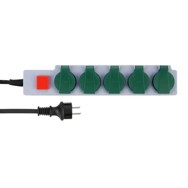 REV Steckdosenleiste 5-fach 1,5 m für Außen, mit Schalter, blau