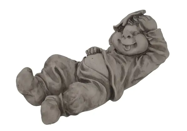 Dekofigur Wichtel auf dem Rücken 40 x 25 x 23 cm grau 