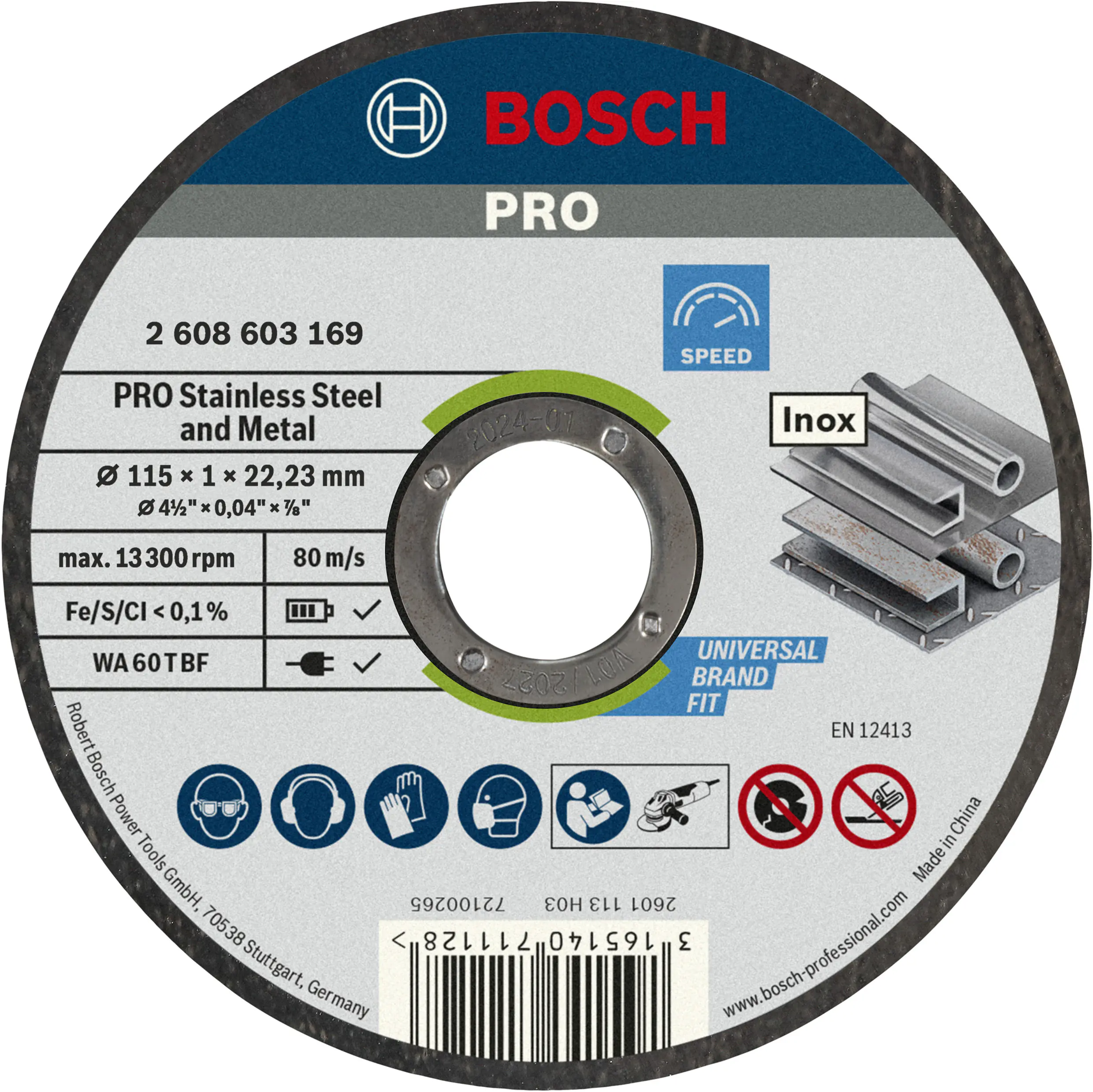 Bosch PRO Trennscheibe Stainless Steel and Metal 115 x 22,23 x 1  mm gerade 10-teilig Bosch PRO Trennscheibe Stainless Steel and Metal 115 x 22,23 x 1  mm gerade 10-teilig