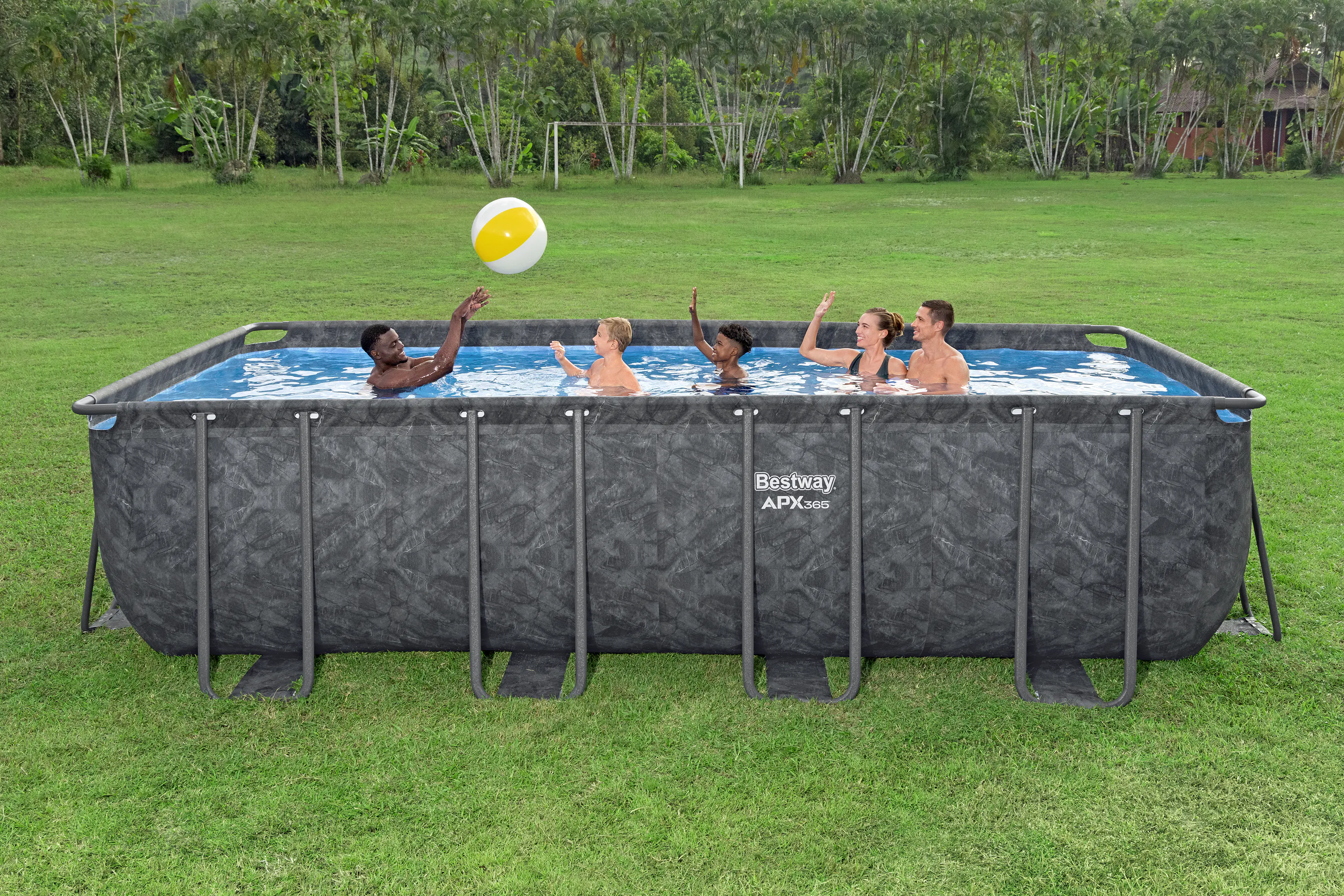 Bestway Winterfestes Frame Pool APX365 Komplett-Set mit Sandfilteranlage 549 x 274 x 132 cm marmor-optik eckig Bestway Winterfestes Frame Pool APX365 Komplett-Set mit Sandfilteranlage 549 x 274 x 132 cm marmor-optik eckig
