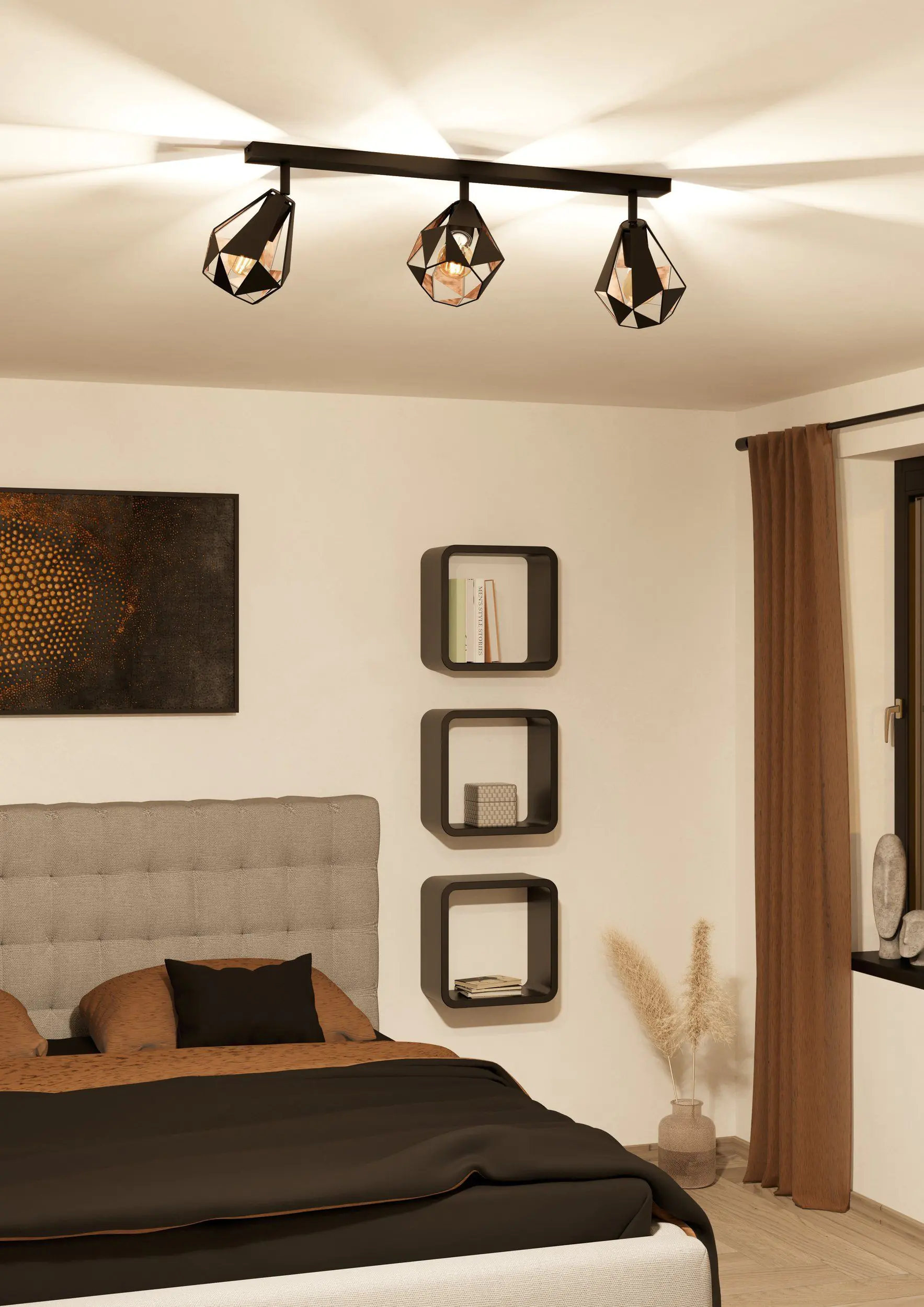 Eglo 3er Spot Carlton 7 schwarz kupfer 73 x 16 cm Eglo 3er Spot Carlton 7 schwarz kupfer 73 x 16 cm