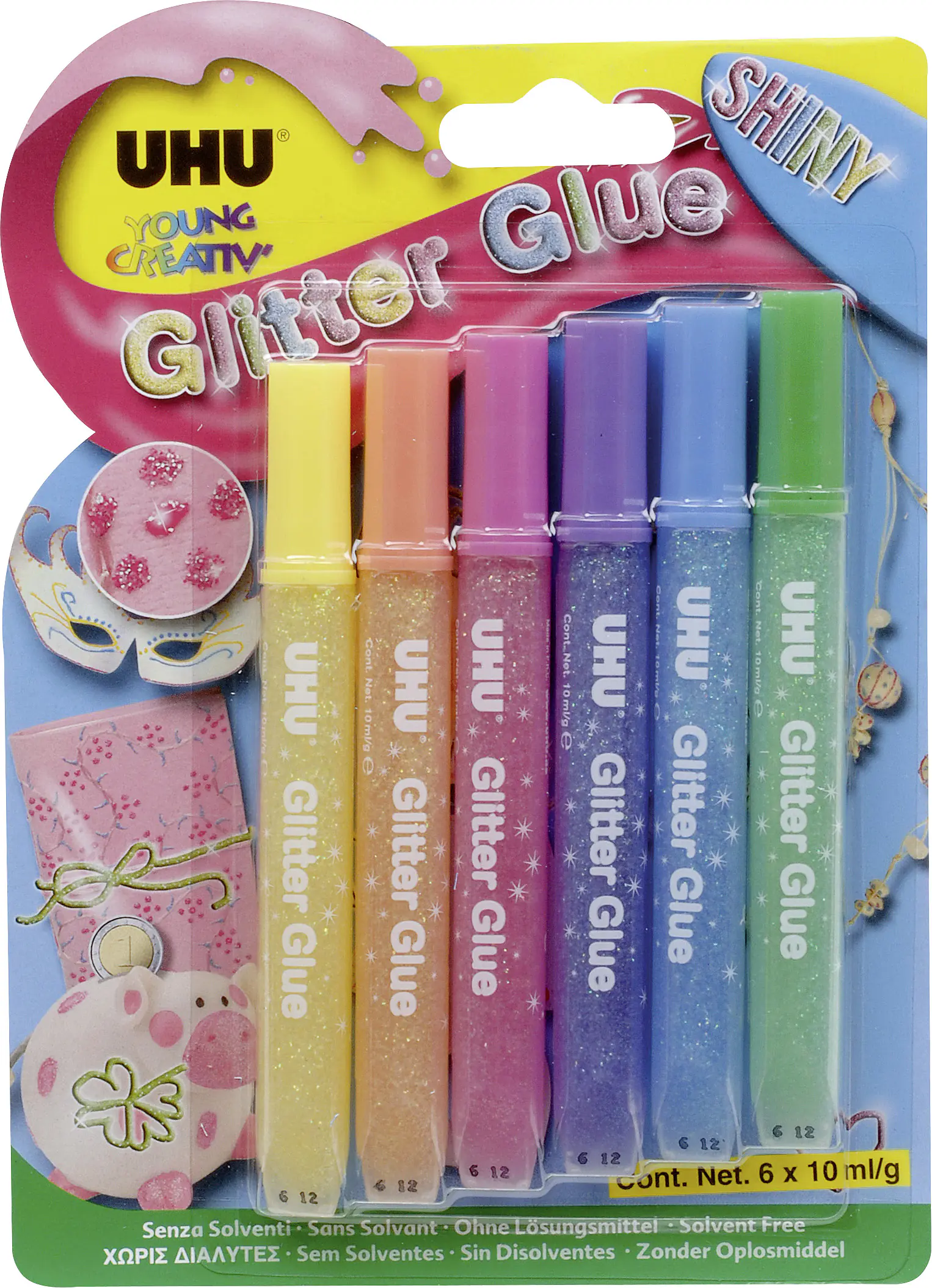 UHU Glitter Glue Shiny 6 x 10 ml UHU Glitter Glue Shiny 6 x 10 ml