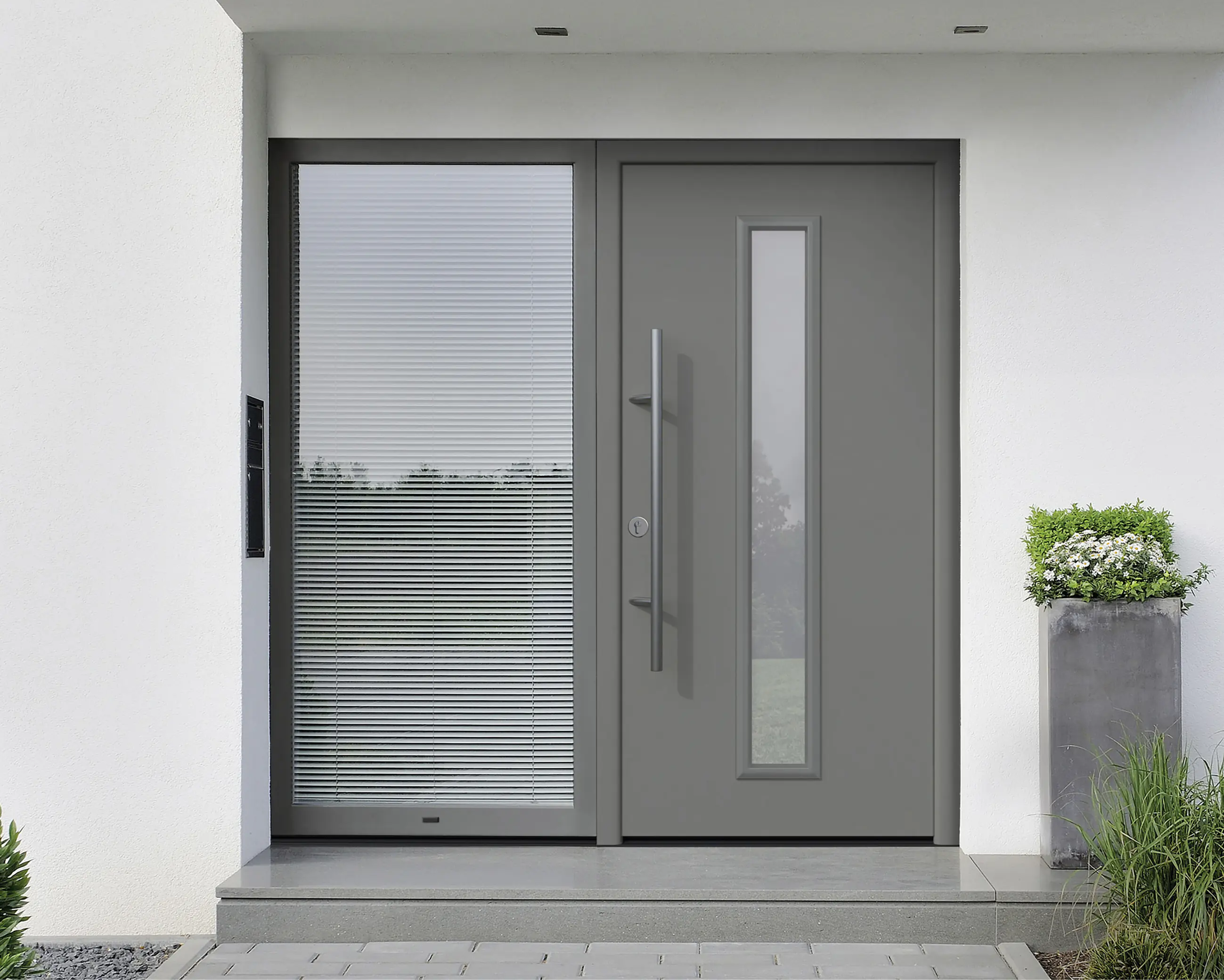 EcoStar Haustür ISOPRO Secur IPS 020 RC2 graualuminium 110 x 210 cm