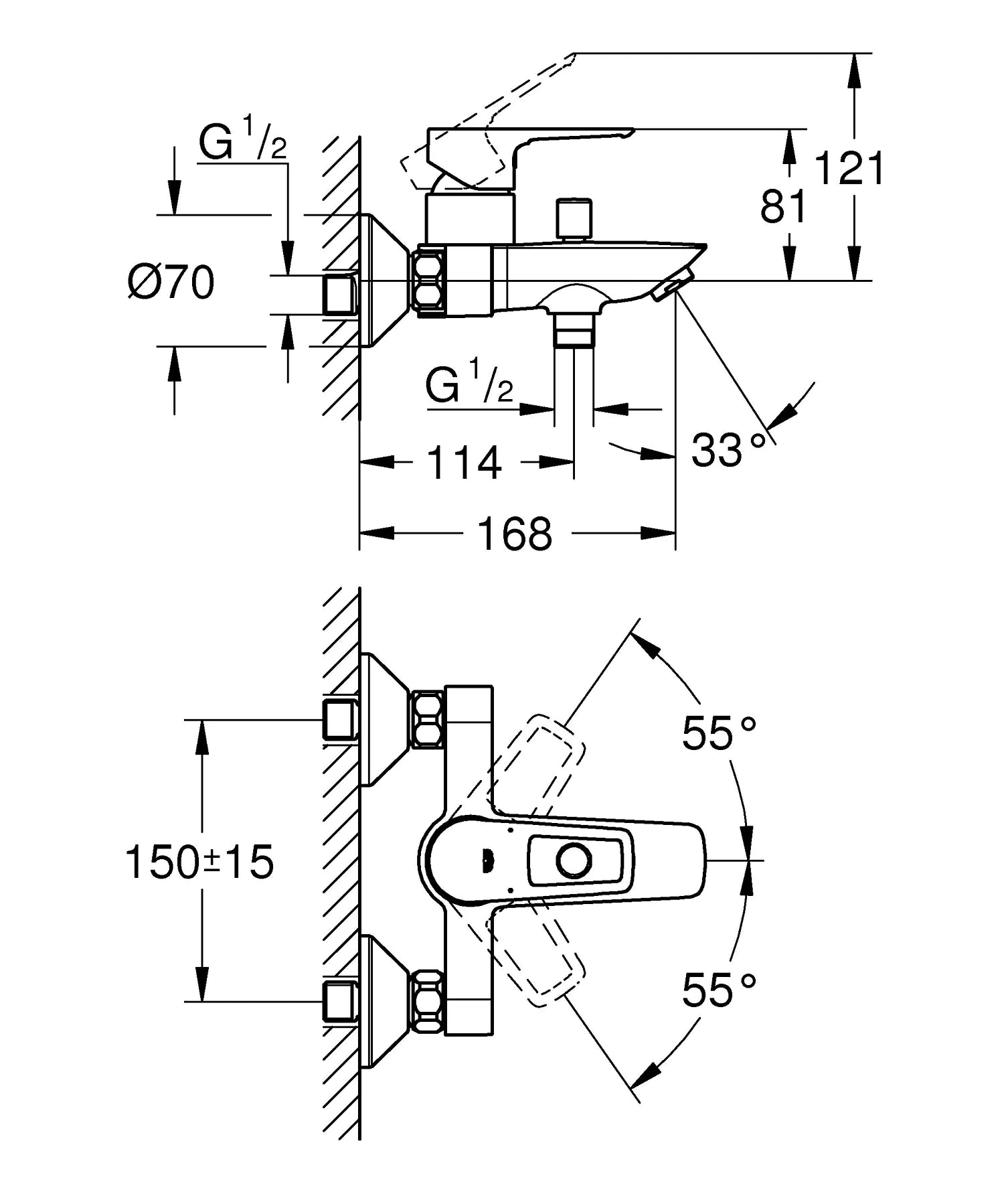 Grohe Start Loop Einhand-Wannenbatterie, 1/2", chrom, mit langlebiger Oberfläche Grohe Start Loop Einhand-Wannenbatterie, 1/2", chrom, mit langlebiger Oberfläche
