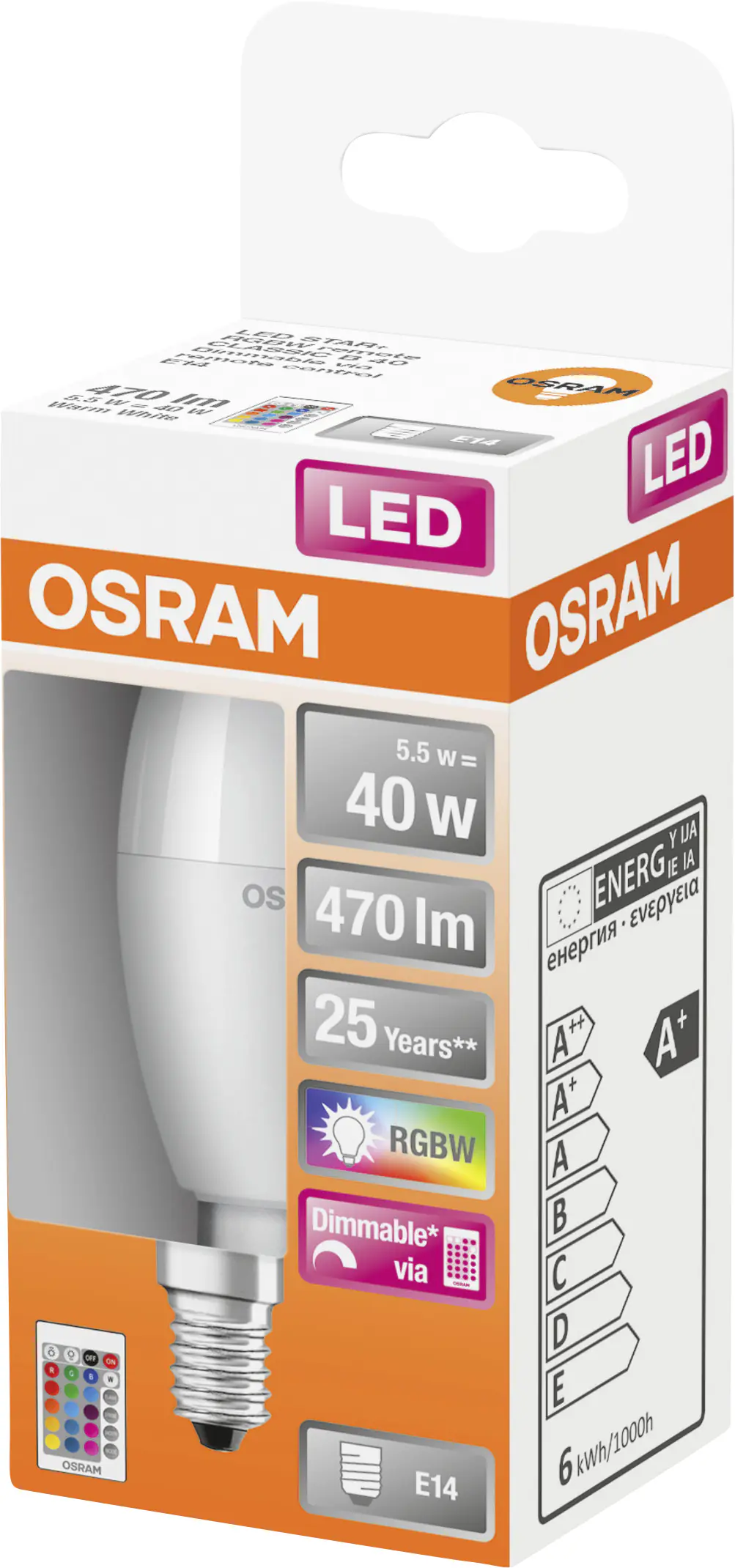 Osram LED Leuchtmittel Star Classic K E14 5,5W warmweiß dimmbar weiß matt Osram LED Leuchtmittel Star Classic K E14 5,5W warmweiß dimmbar weiß matt