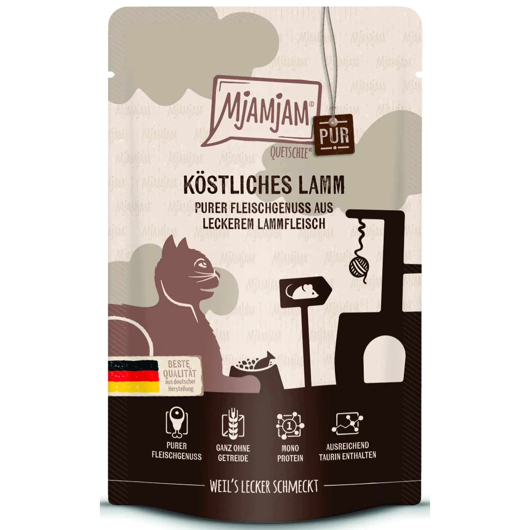 MjAMjAM Quetschie purer Fleischgenuss Lamm pur Katzenfutter 125 g