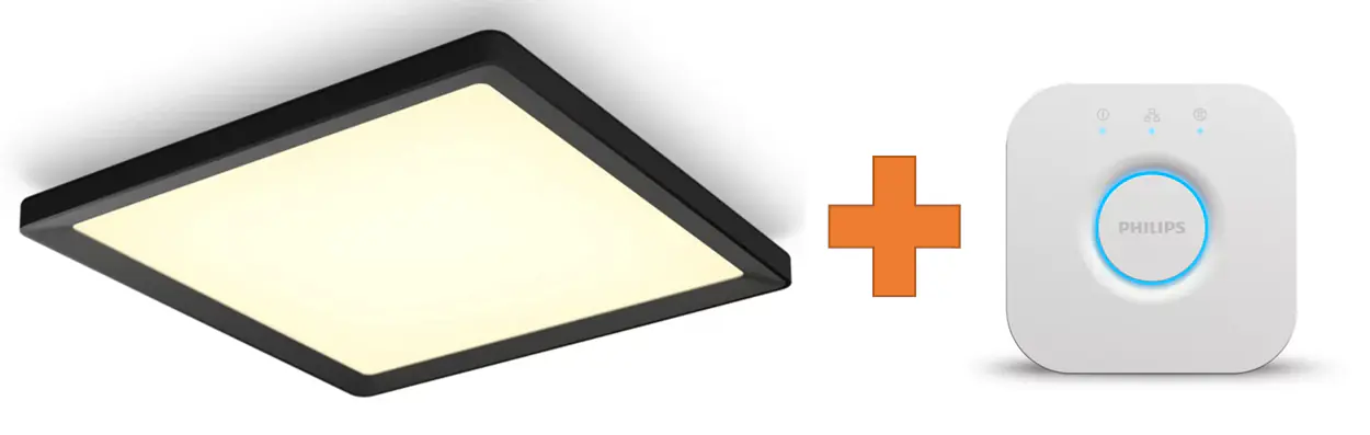 Philips Hue LED Deckenleuchte Tento + Bridge eckig schwarz 39,5 x 39,5 cm warmweiß-kaltweiß Philips Hue LED Deckenleuchte Tento + Bridge eckig schwarz 39,5 x 39,5 cm warmweiß-kaltweiß