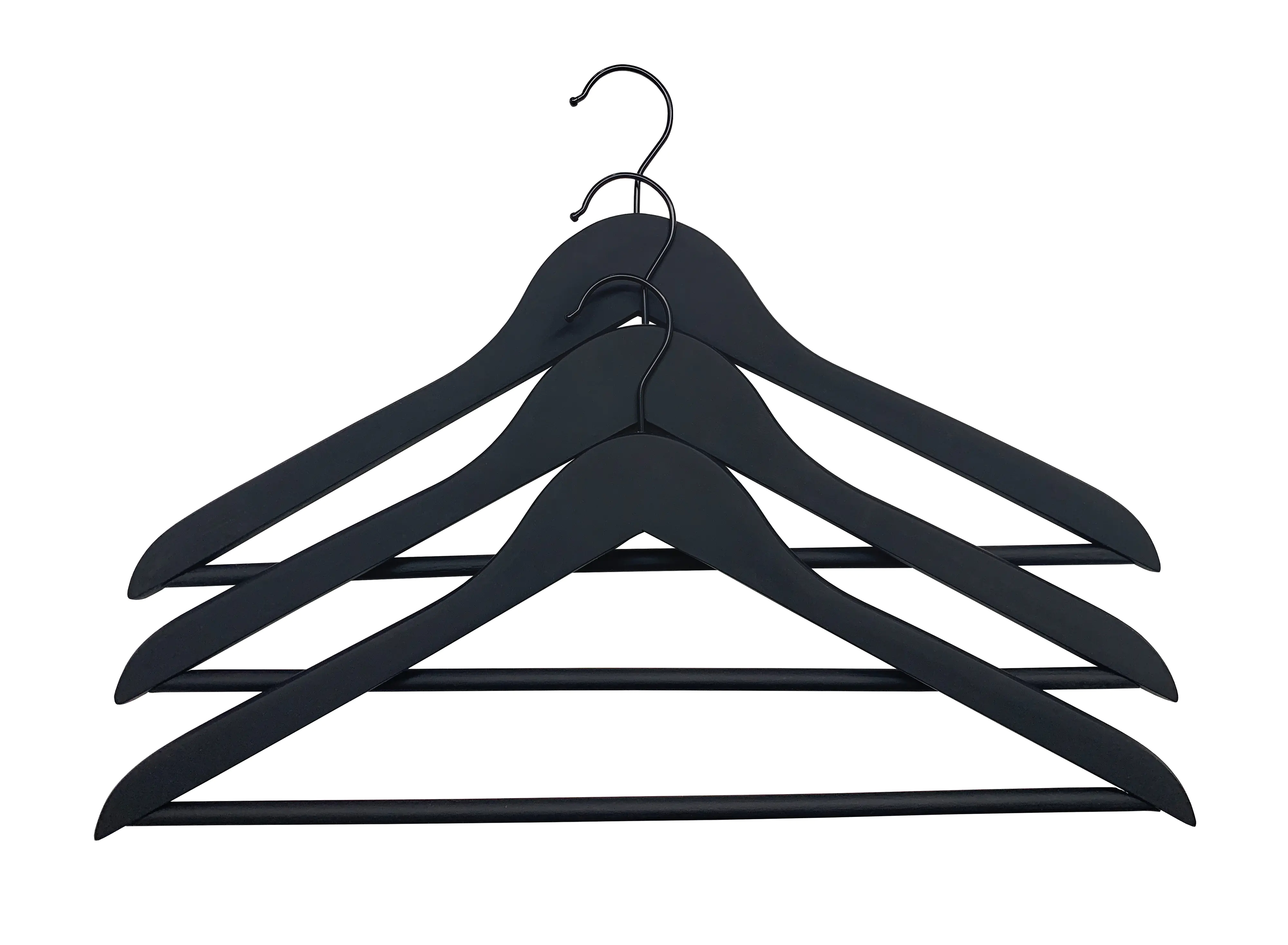 TrendLine Kleiderbügel mit Steg 3er Pack Holz schwarz