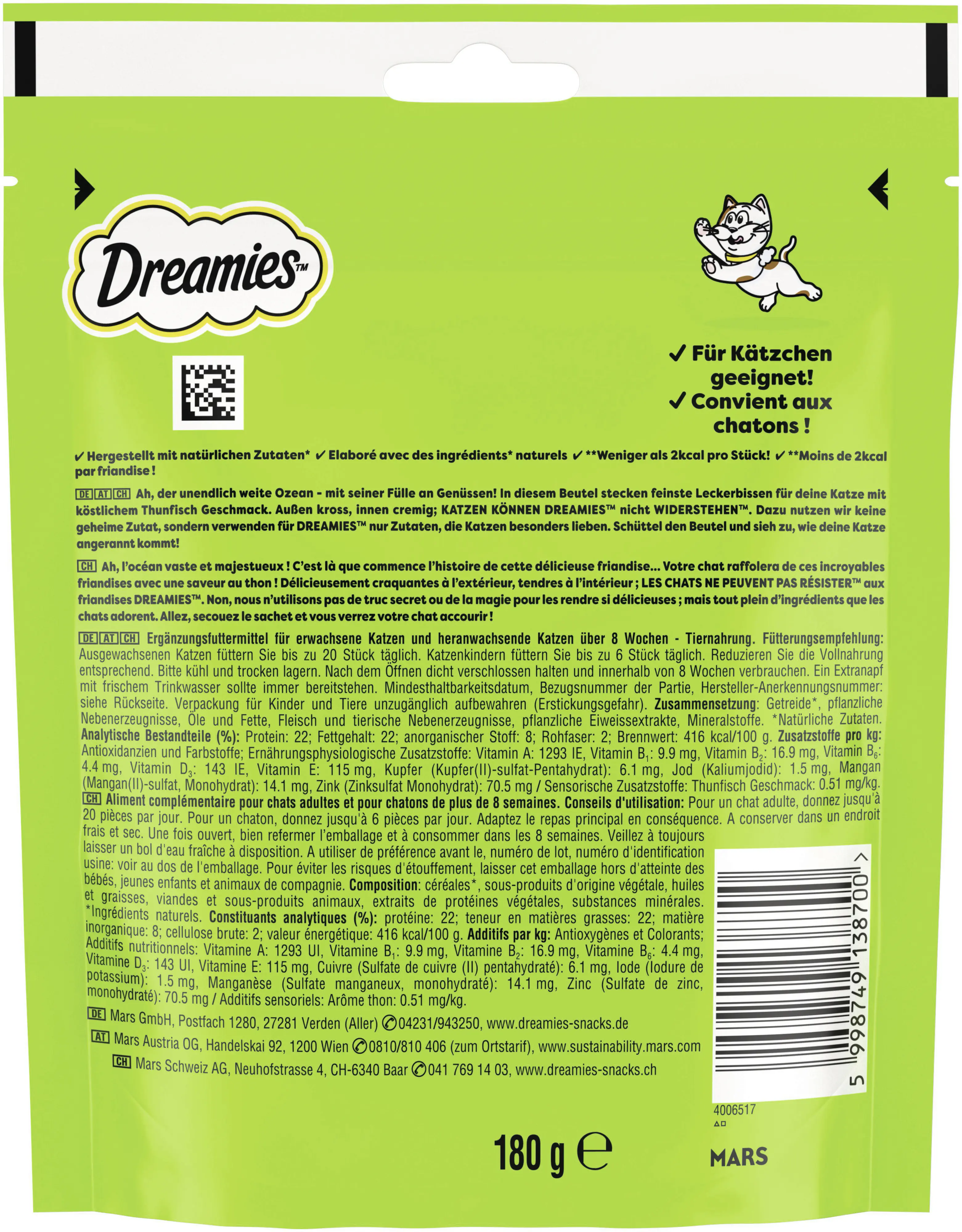 DREAMIES Katzensnack mit Thunfischgeschmack 180 g Mega Pack