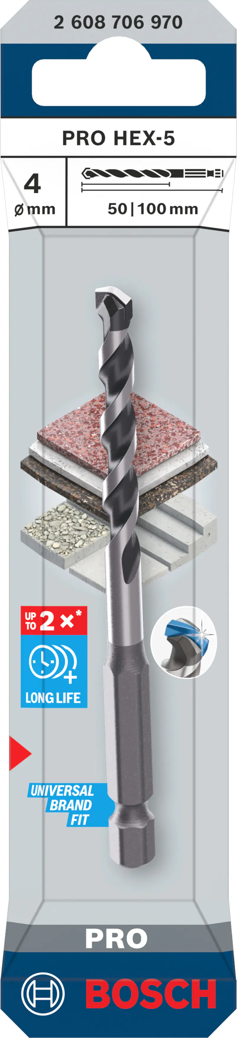 Bosch PRO Mehrzweckbohrer HEX-5 Ø 4 x 50 x 100 mm
