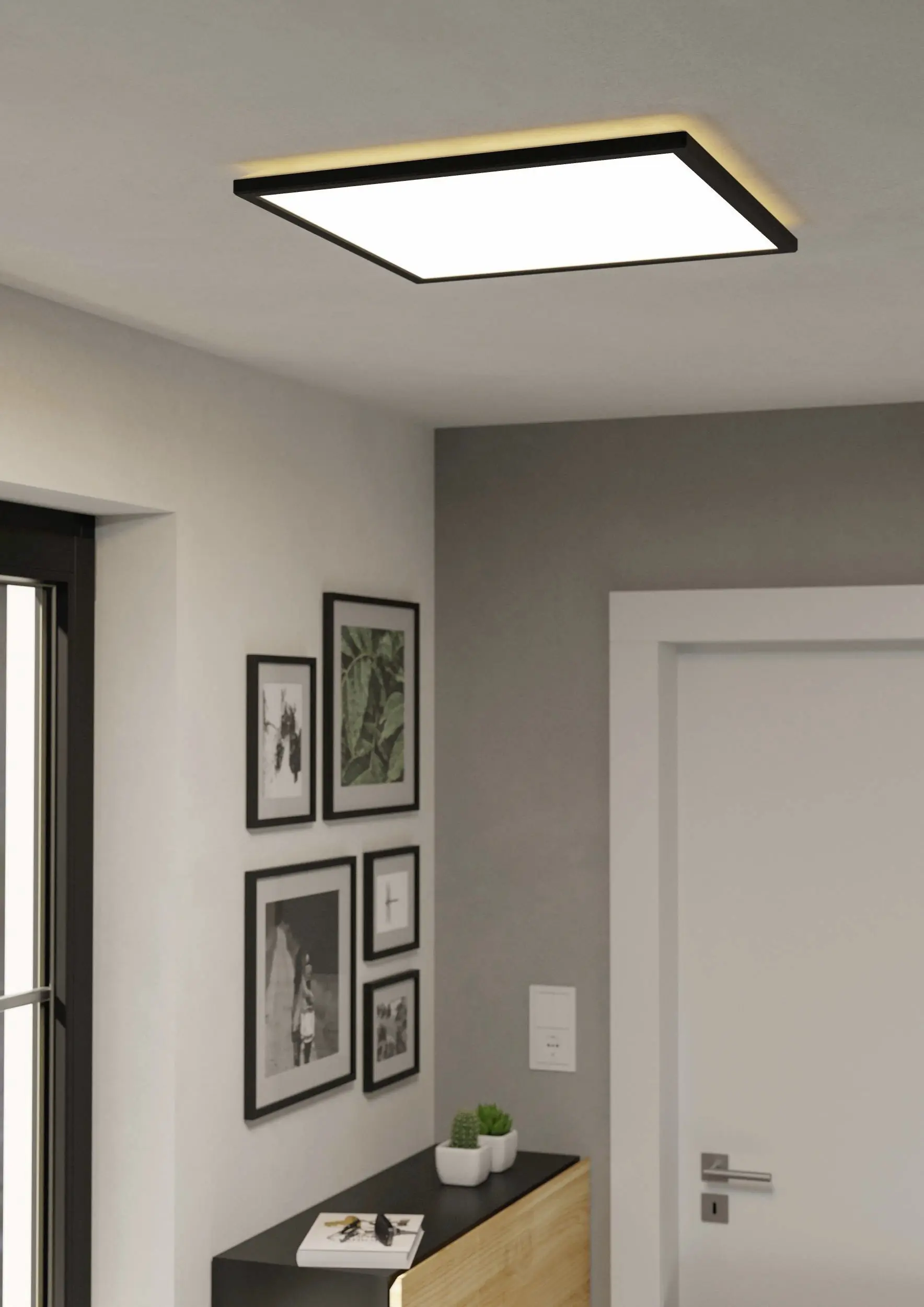 Eglo LED Deckenleuchte Rovito schwarz 50 x 50 cm warmweiß-kaltweiß