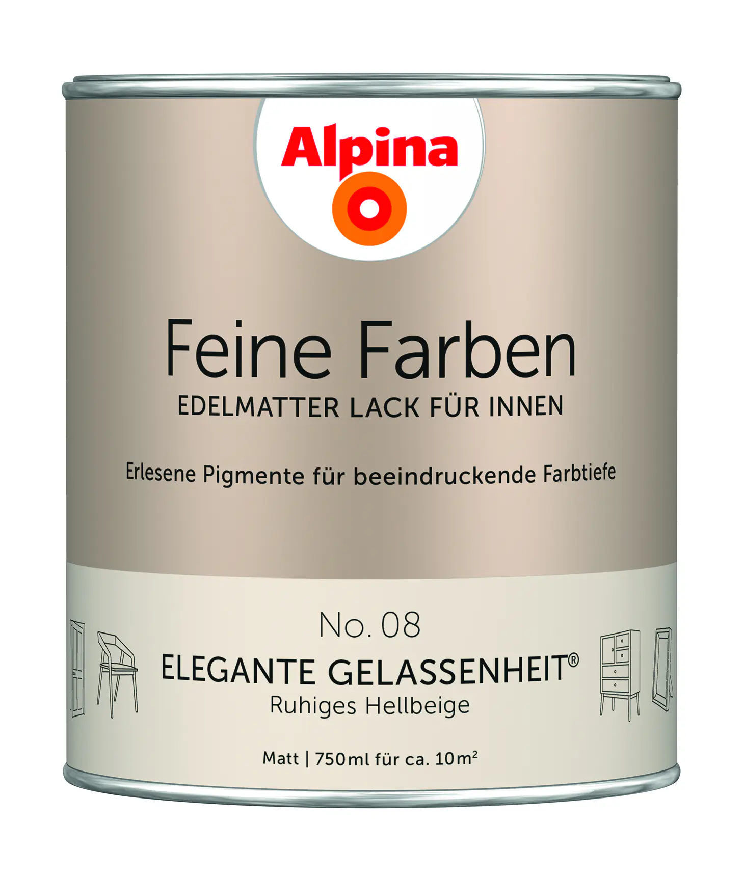 Alpina Feine Farben Lack No. 08 Elegante Gelassenheit - hellbeige 750 ml