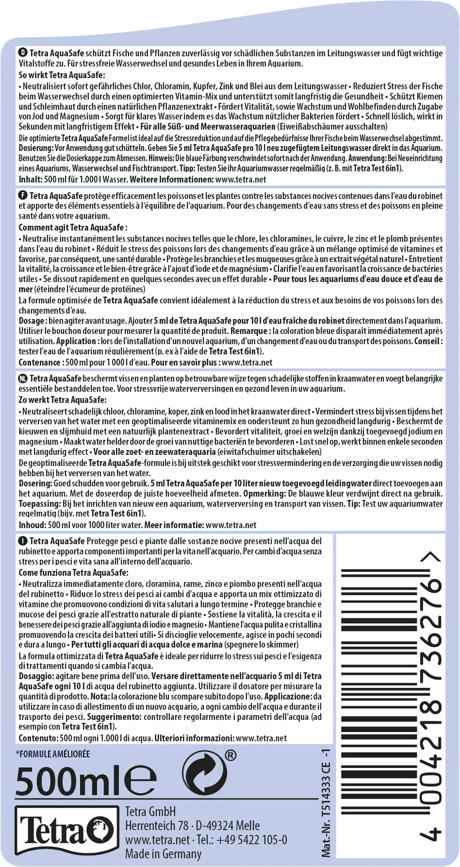 Tetra AquaSafe 500 ml