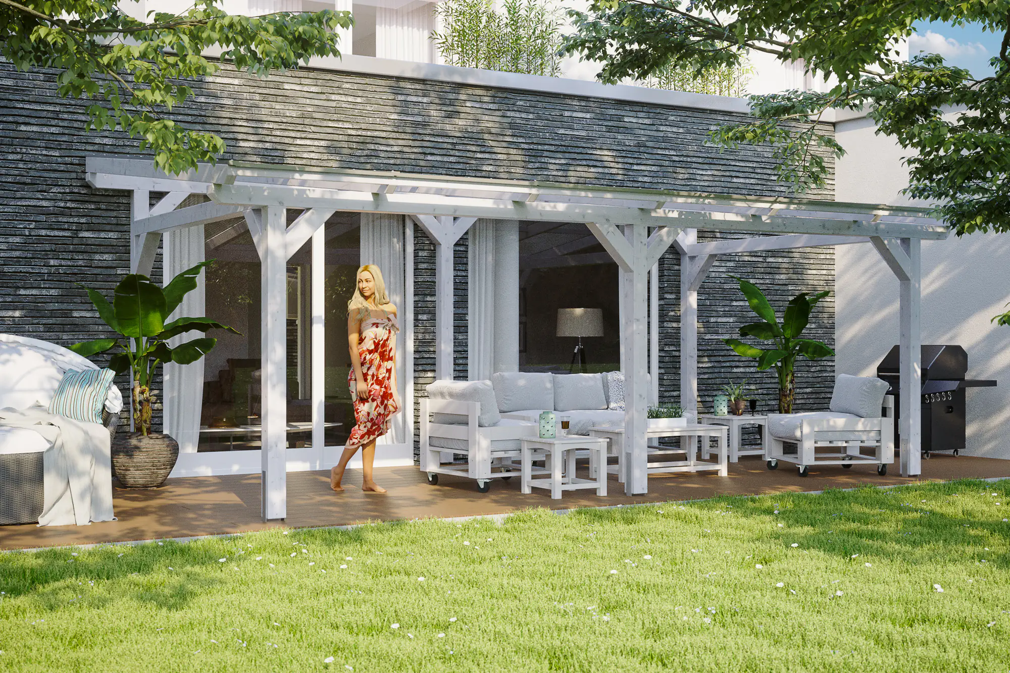 SKAN HOLZ Terrassenüberdachung Siena 648 x 350 cm Leimholz