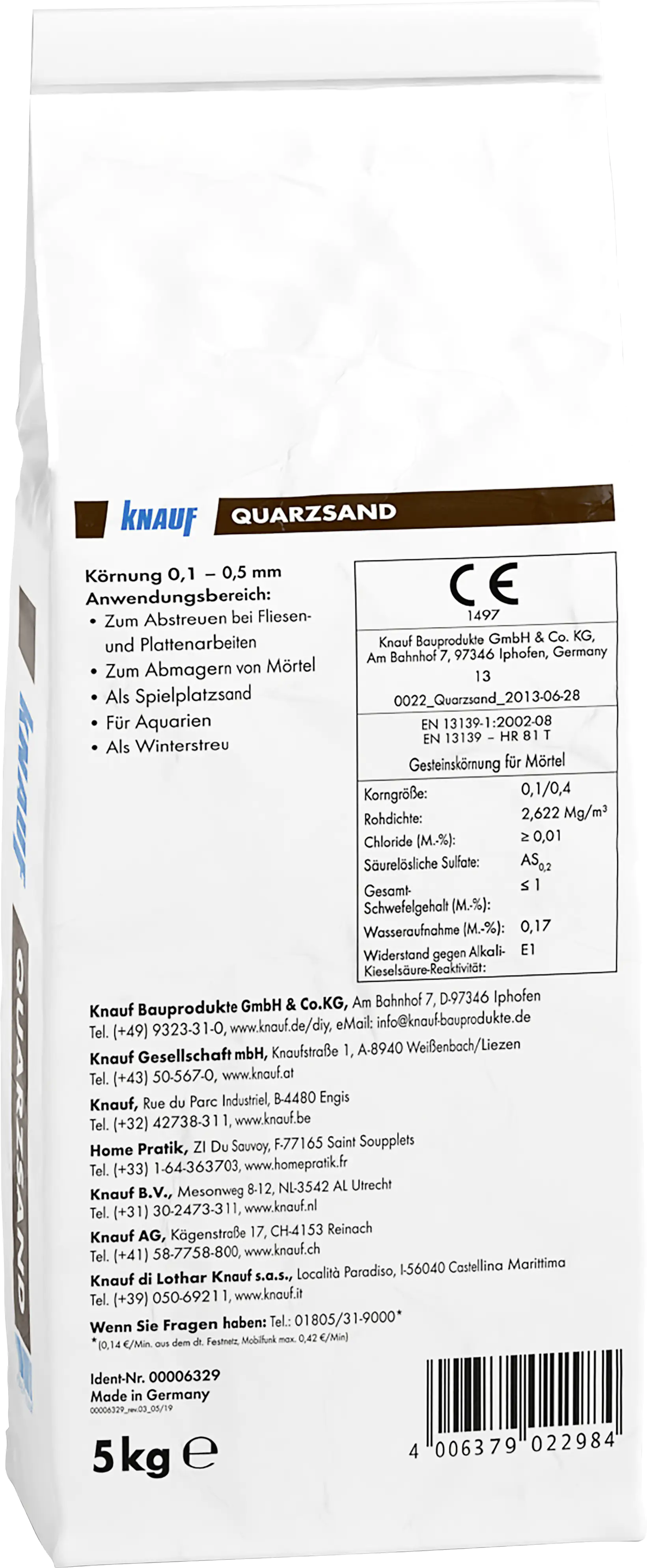 Knauf Quarzsand 5 kg hellgrau