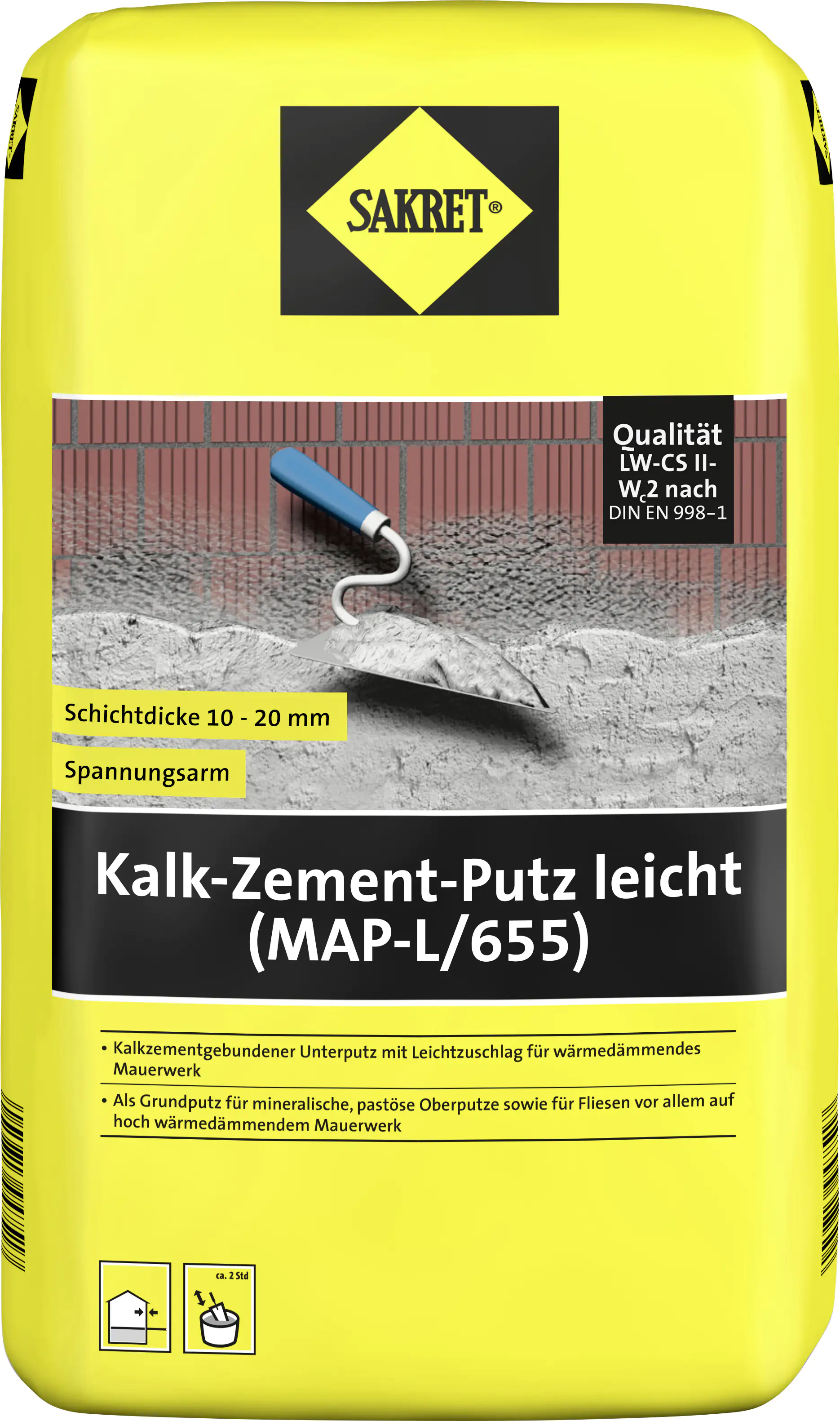 Sakret Kalk-Zement-Putz leicht (MAP-L/655) 25 kg Sack Sakret Kalk-Zement-Putz leicht (MAP-L/655) 25 kg Sack