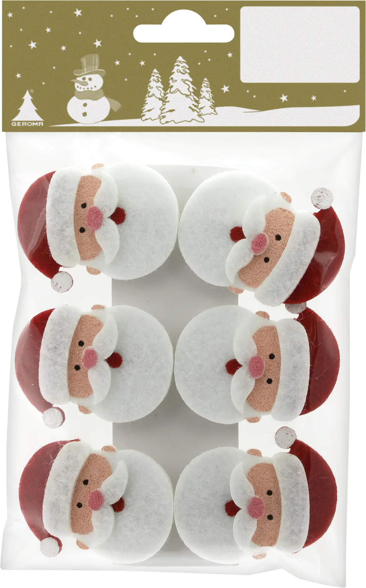 Dekoclips Santa Filz 5 cm rot-weiß 6 Stück