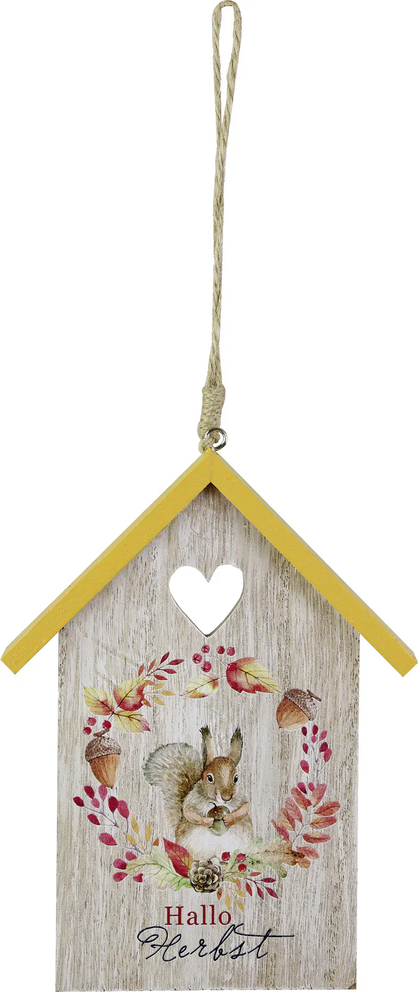 Türschild Hallo Herbst Holz 12 x 16 cm natur bunt