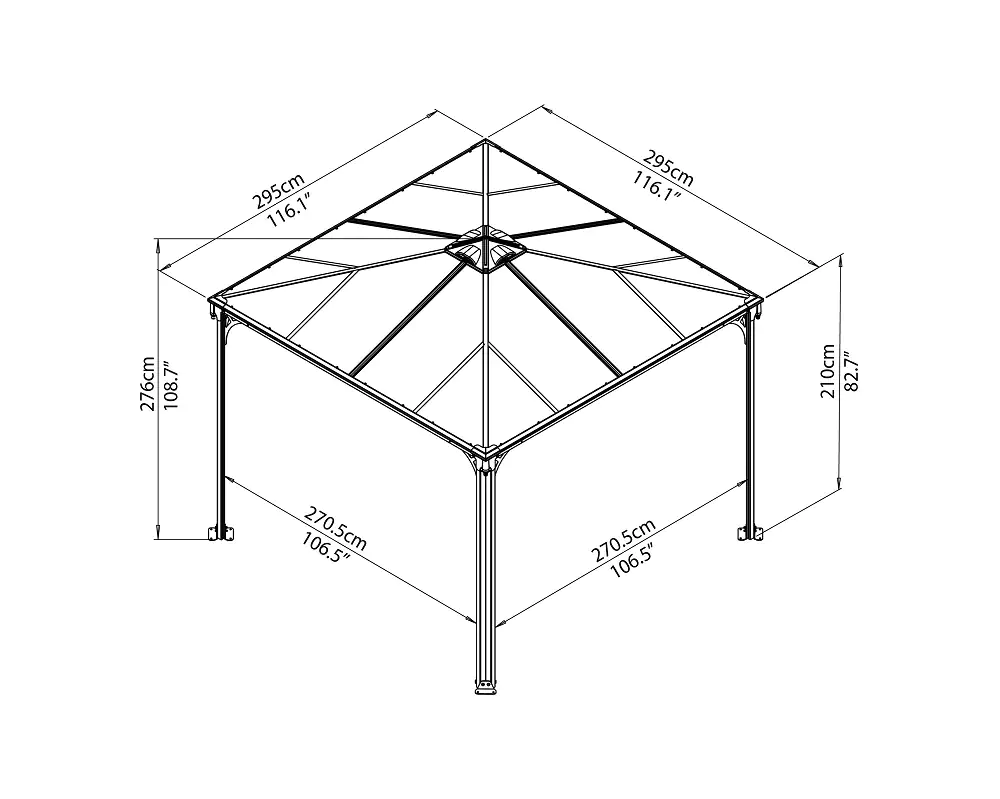 Canopia Pavillon Palermo 3000 295 x 295 cm, anthrazit-grau