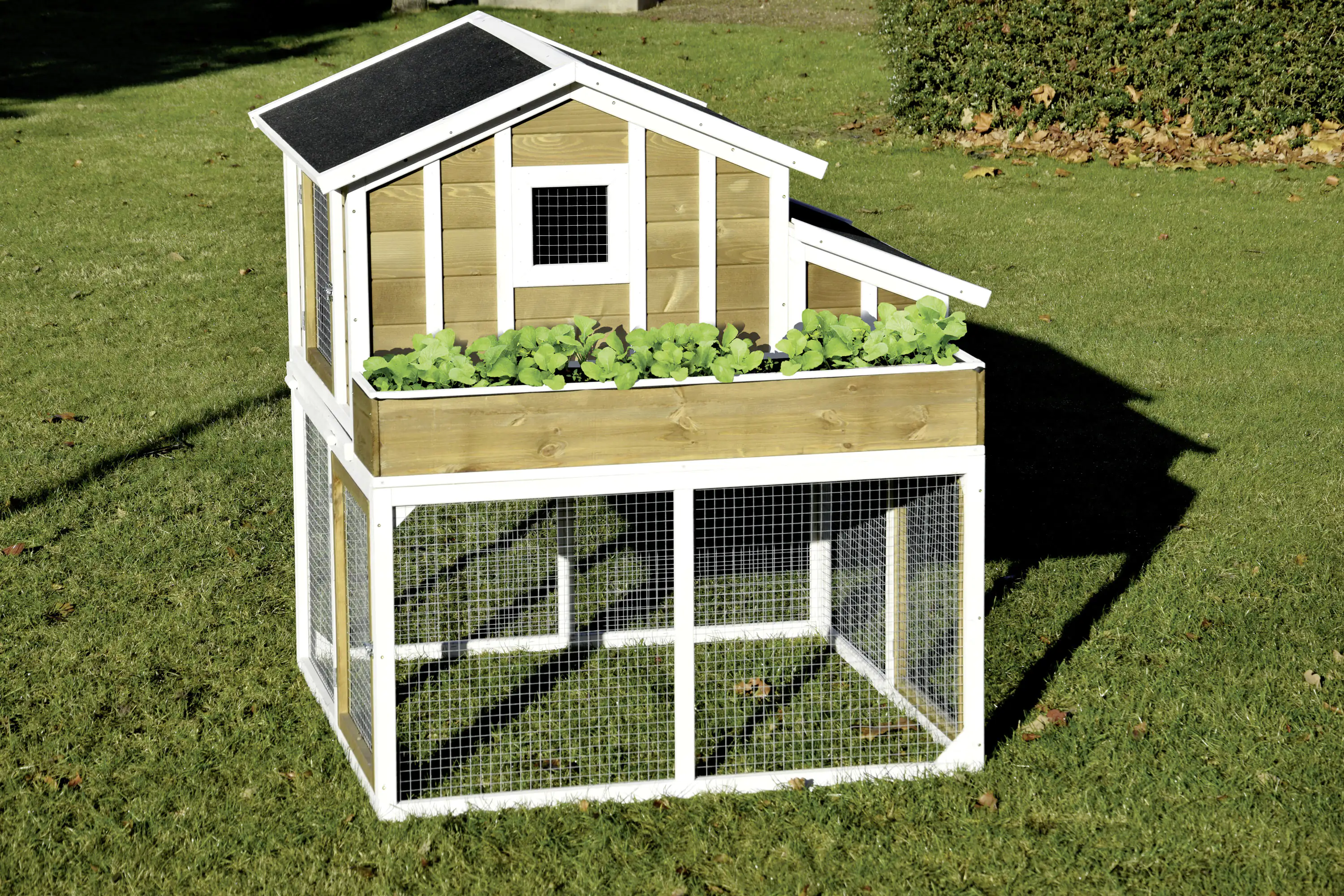 Dobar Hühner- & Kleintierstall mit Außengehege, Blumenkasten, Legebox