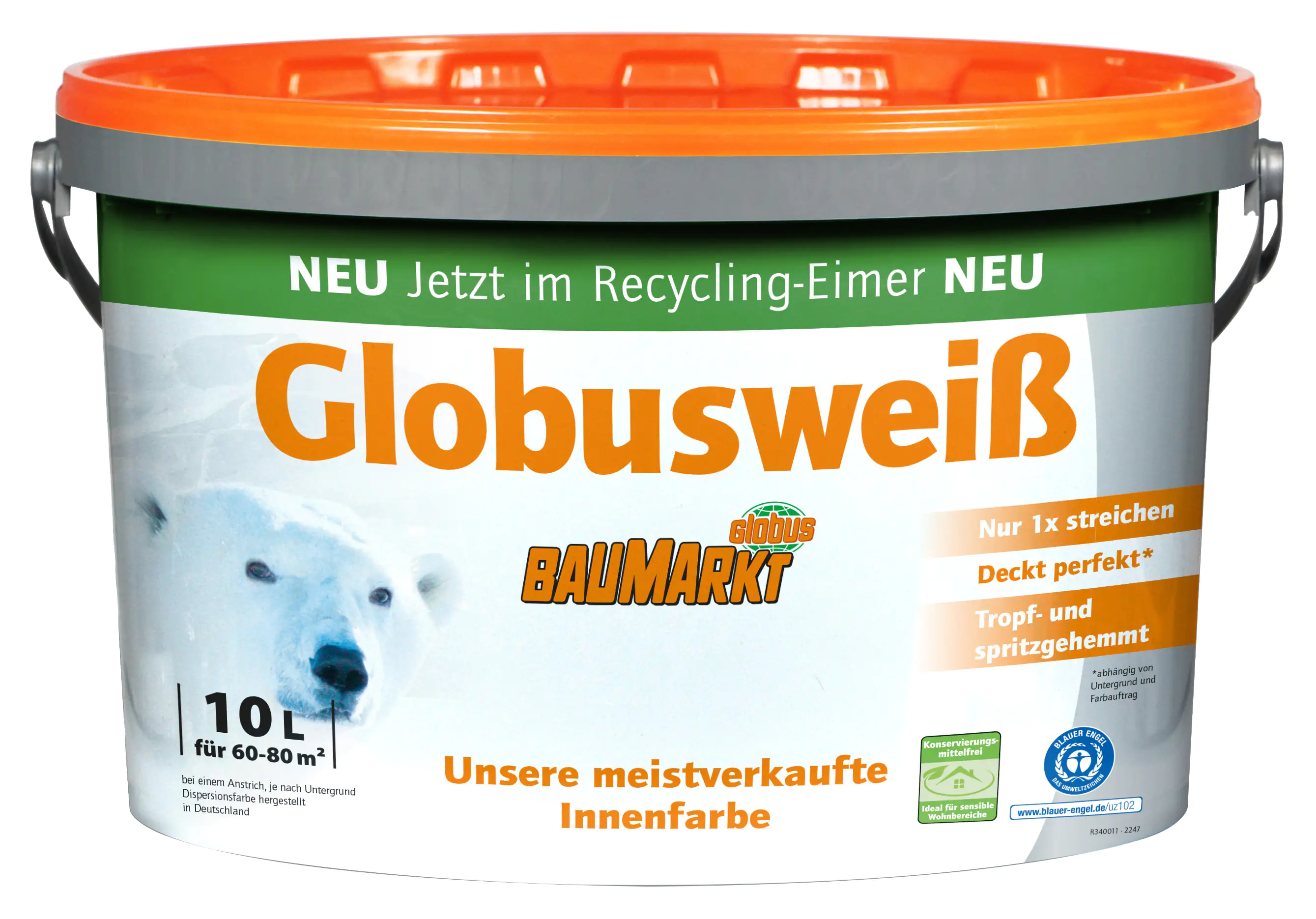Globusweiß Wandfarbe matt 10 L matt konservierungsmittelfrei