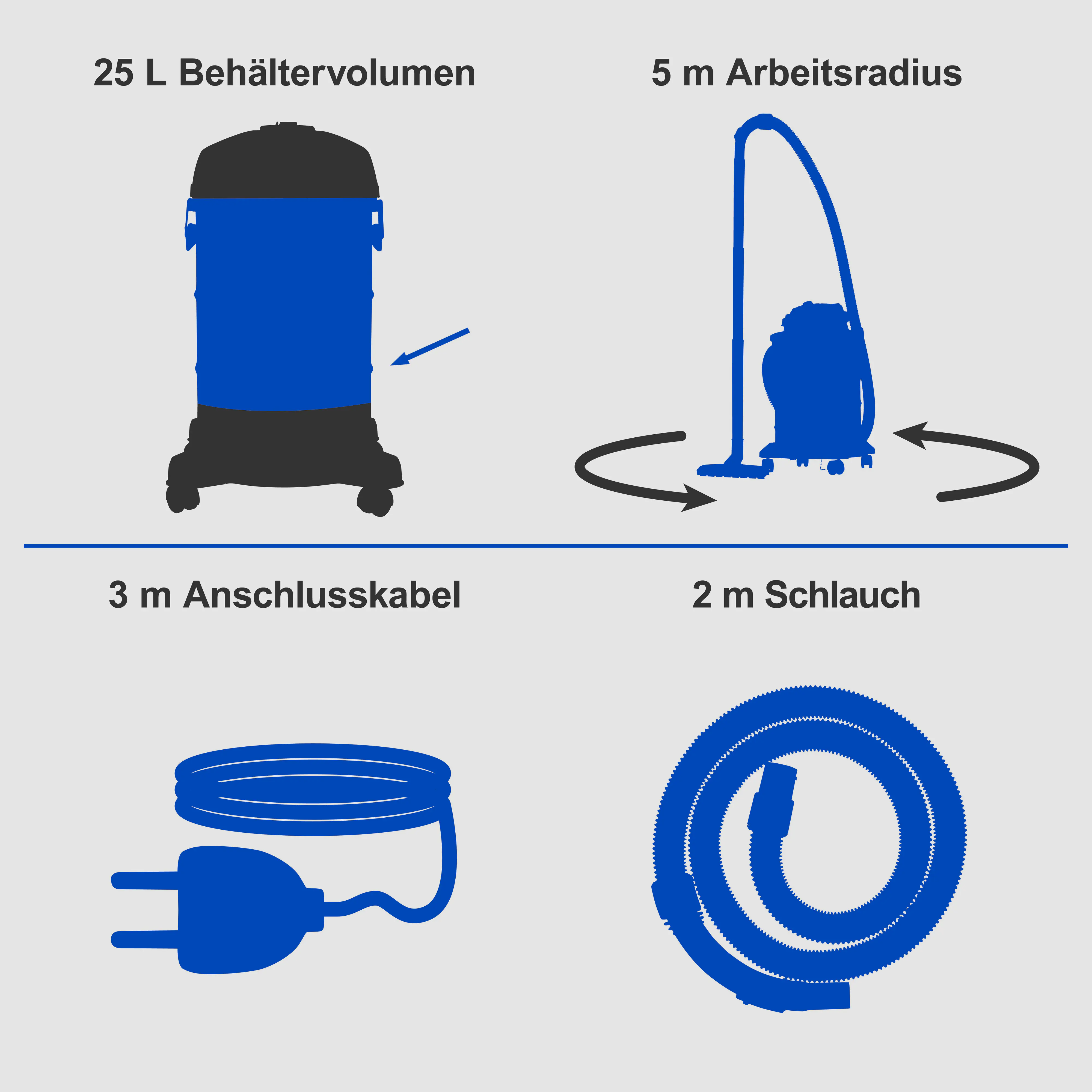 Scheppach Nass-Trockensauger VC25 1200 W 25 Liter