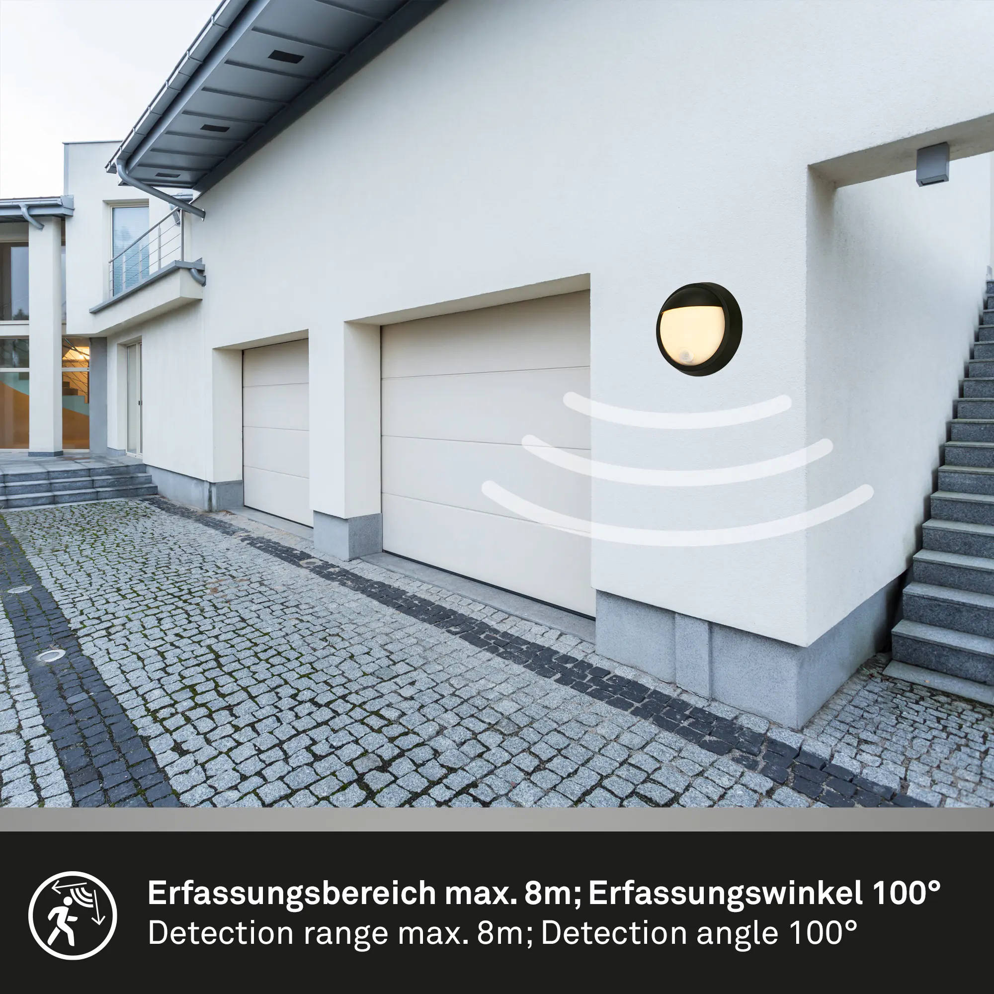 Briloner LED Außenwandleuchte Puni Akku 4W schwarz Sensor warmweiß Briloner LED Außenwandleuchte Puni Akku 4W schwarz Sensor warmweiß