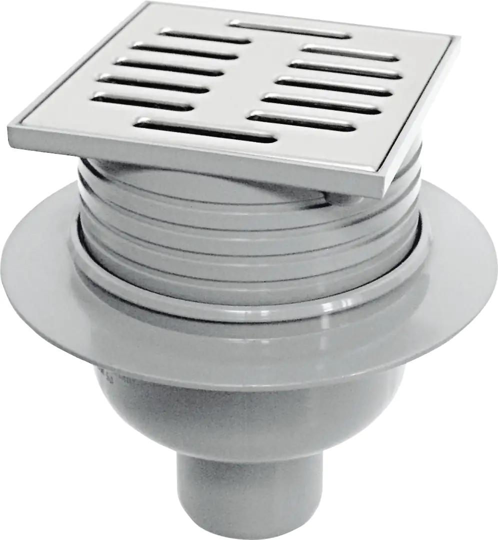 ACO Balkon/Terrassenablauf 100 x 100 mm  DN 50, grau, Ablauf senkrecht