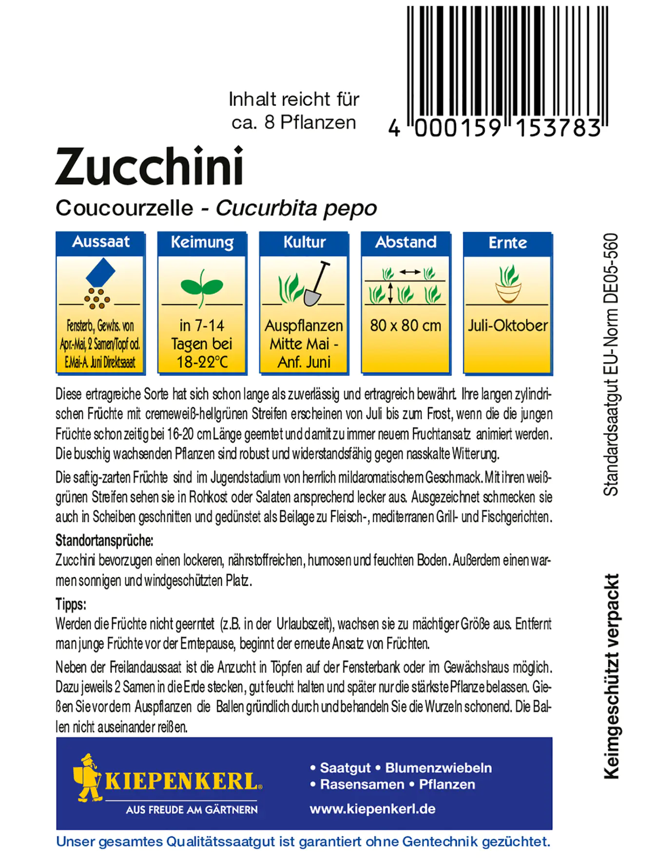 Kiepenkerl Zucchini Coucourzelle